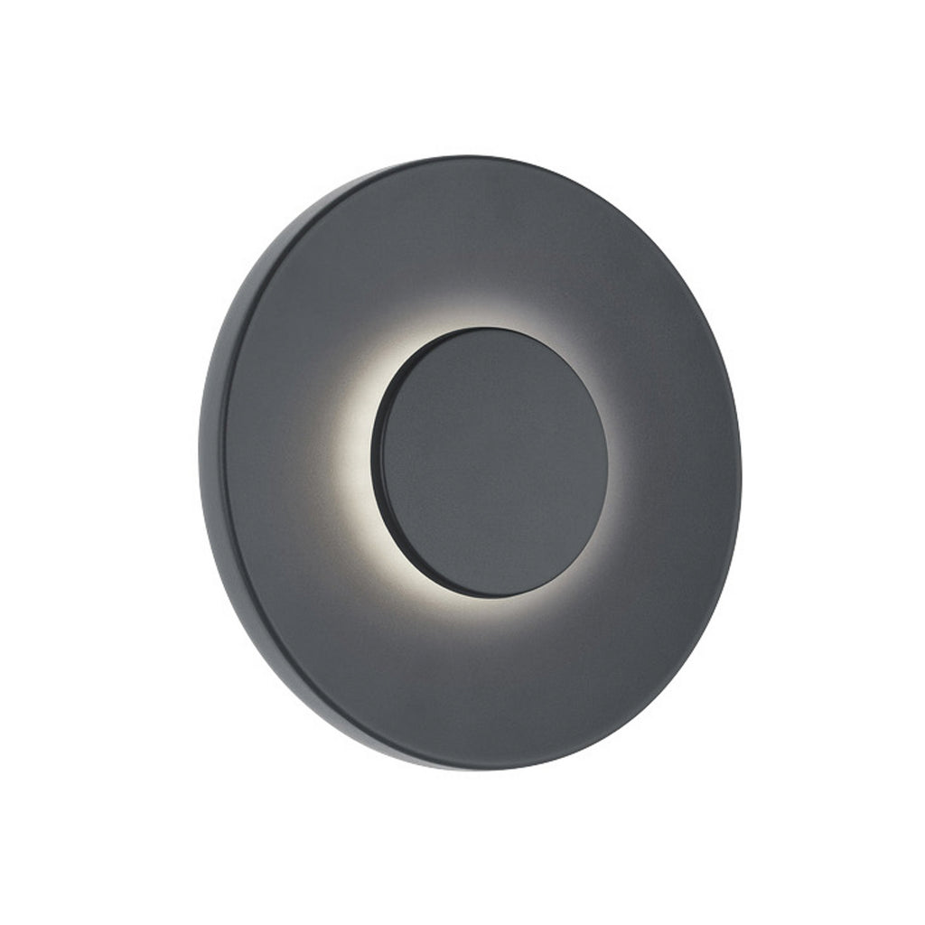 LED utevegglampe BUD 44 rund grå forfra