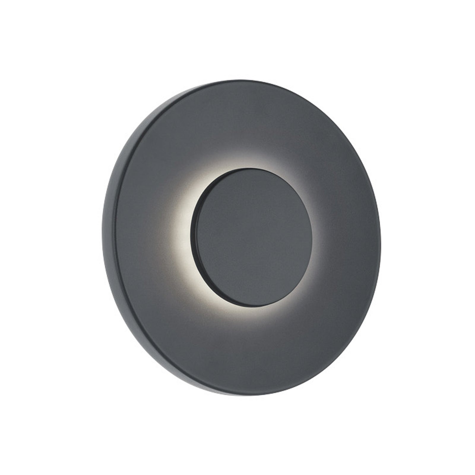 LED utevegglampe BUD 44 rund grå forfra