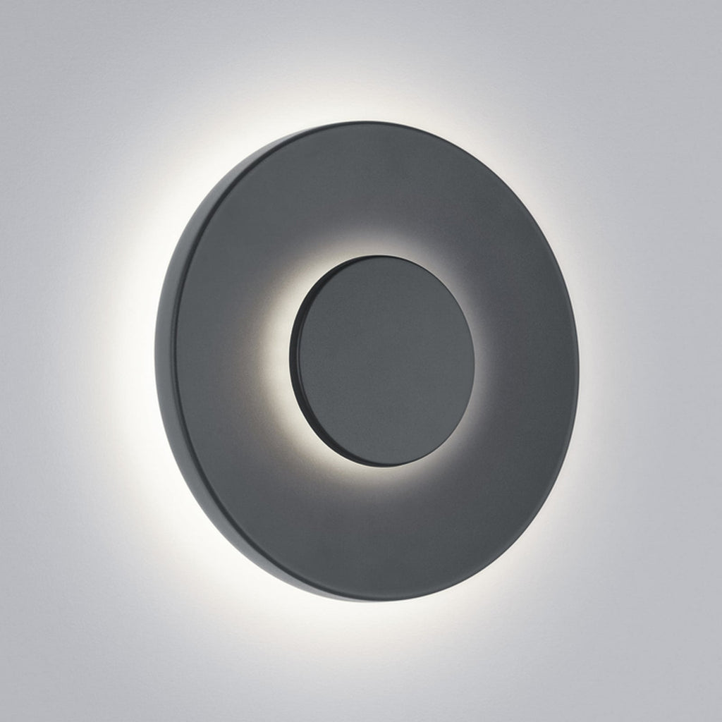 Detalj av LED utevegglampe BUD 44 rund grå