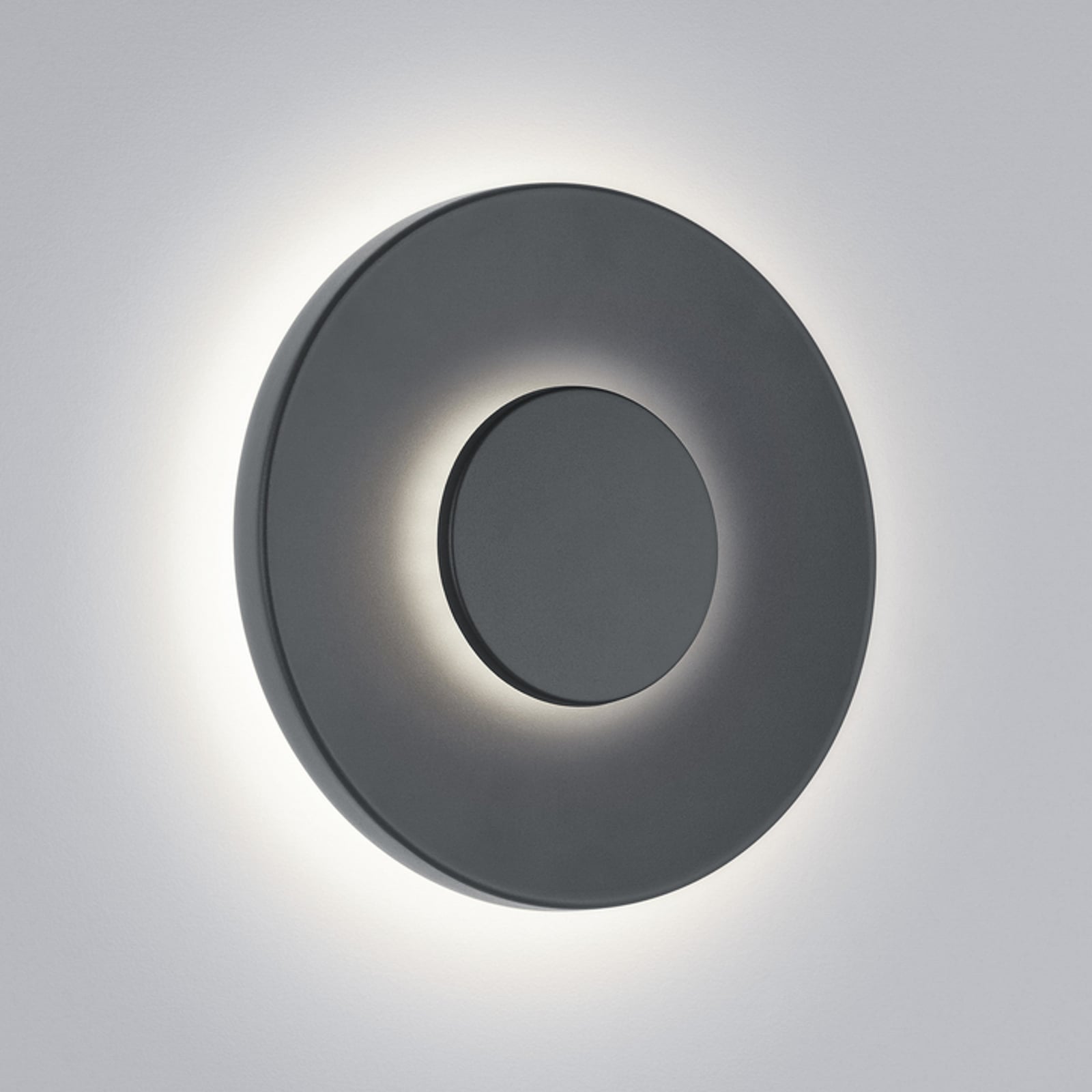 Detalj av LED utevegglampe BUD 44 rund grå