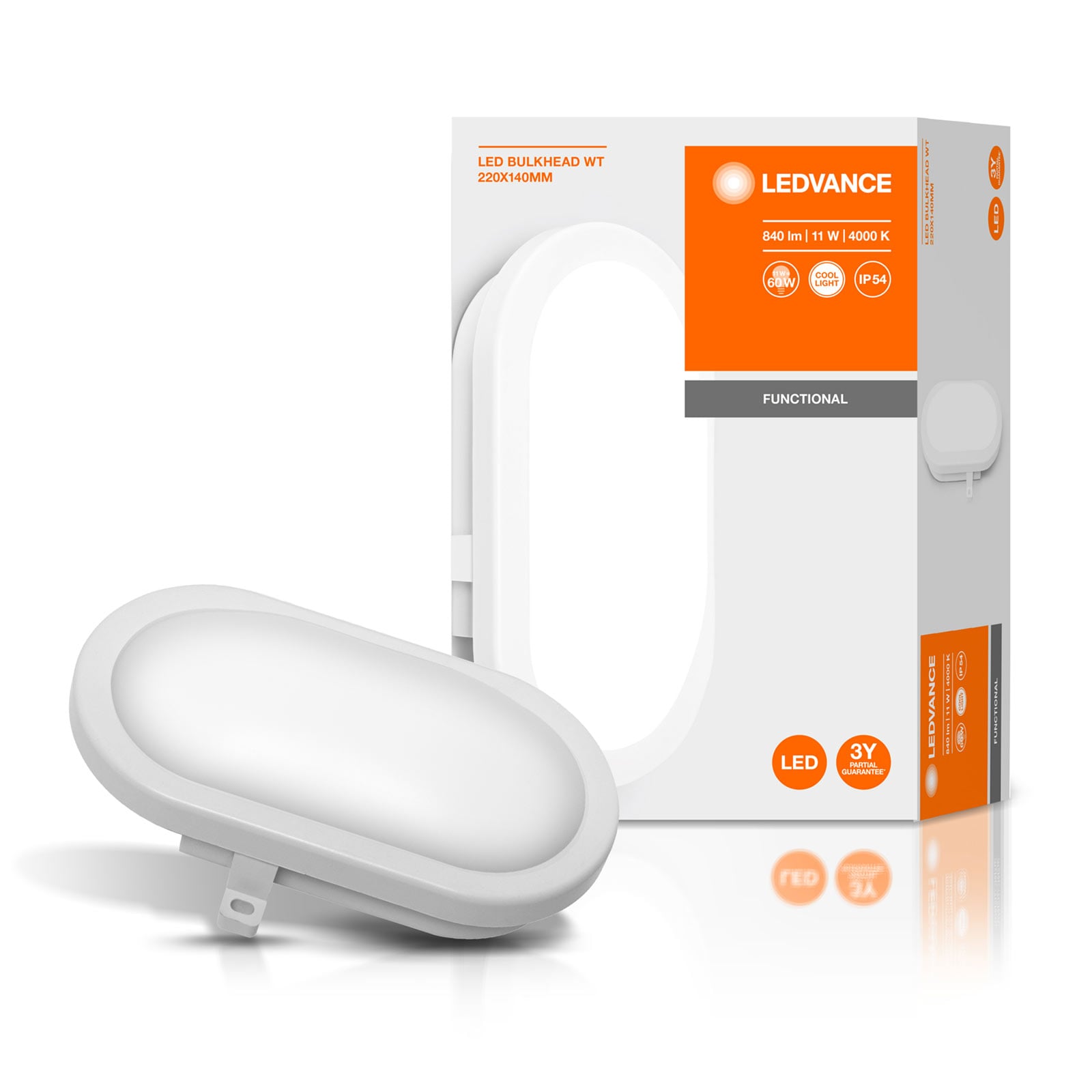 LED utevegglampe Bulkhead oval hvit 11W IP54 opplyst