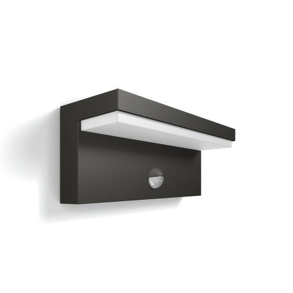 LED utevegglampe Bustan med bevegelsessensor antrasitt 4000K IP44 Philips forfra