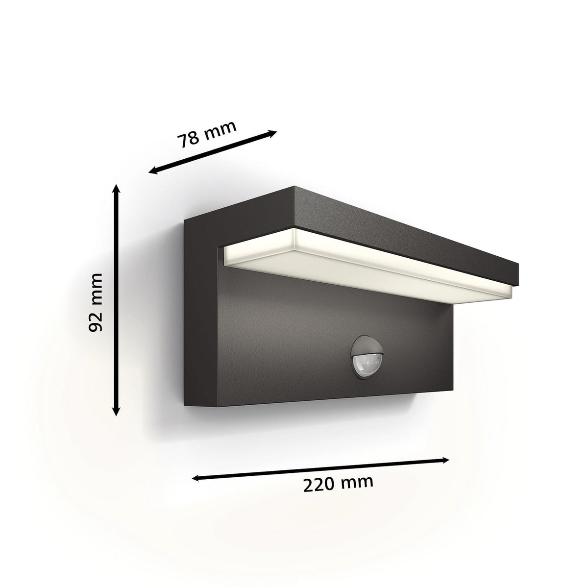 LED utevegglampe Bustan med bevegelsessensor antrasitt 4000K IP44 bakside