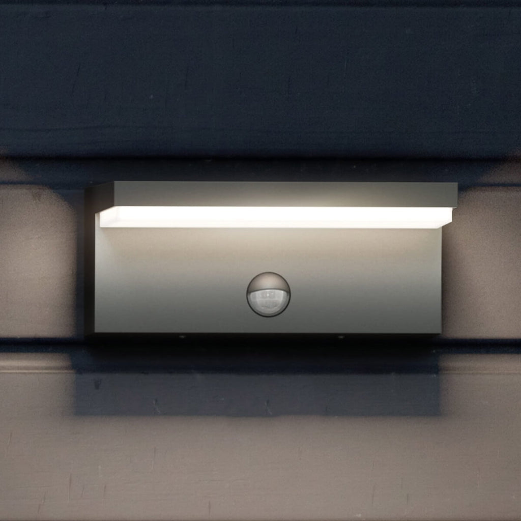 LED utevegglampe Bustan med bevegelsessensor antrasitt forfra