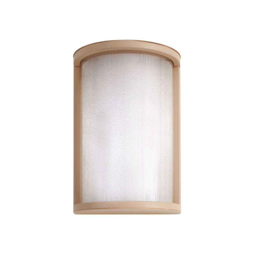LED utevegglampe Calvik beige riflet rustfritt stål IP44 montert på vegg