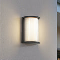 LED utevegglampe Calvik svart riflet rustfritt stål IP44 forside