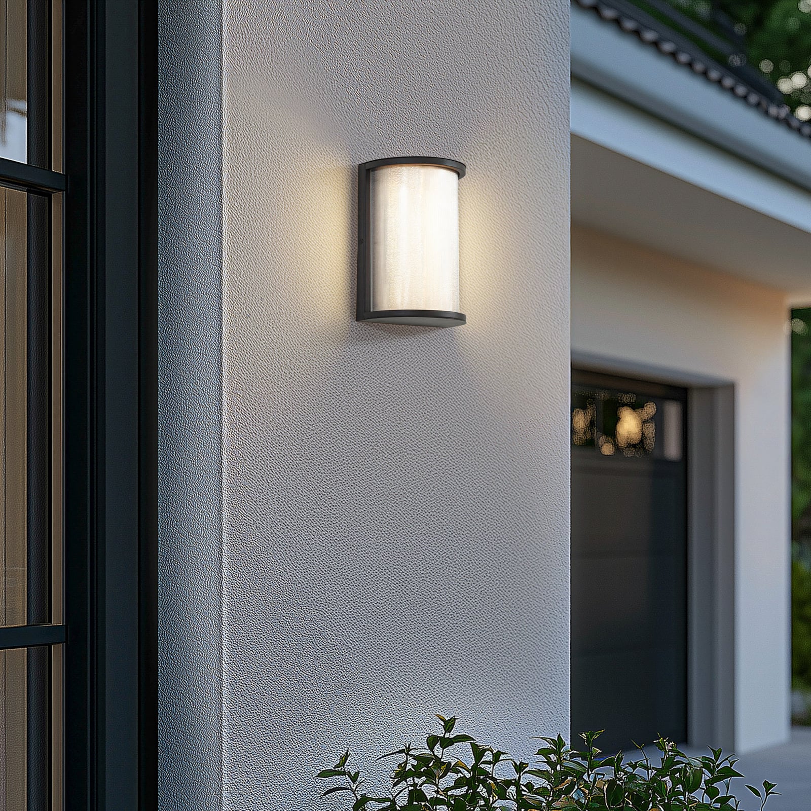 LED utevegglampe Calvik svart riflet rustfritt stål IP44 bakside
