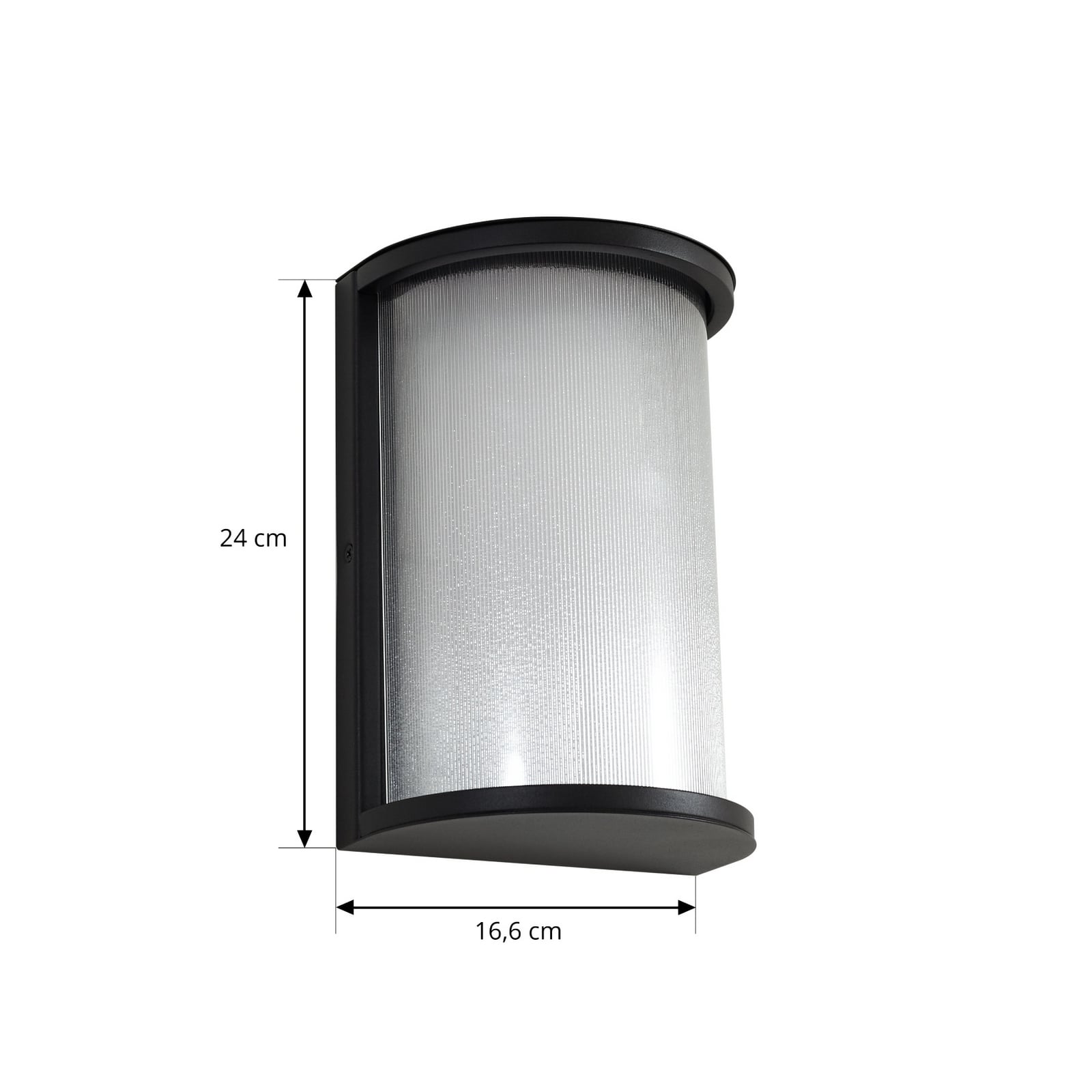 LED utevegglampe Calvik svart riflet rustfritt stål IP44 nærbilde av LED-lyskilde