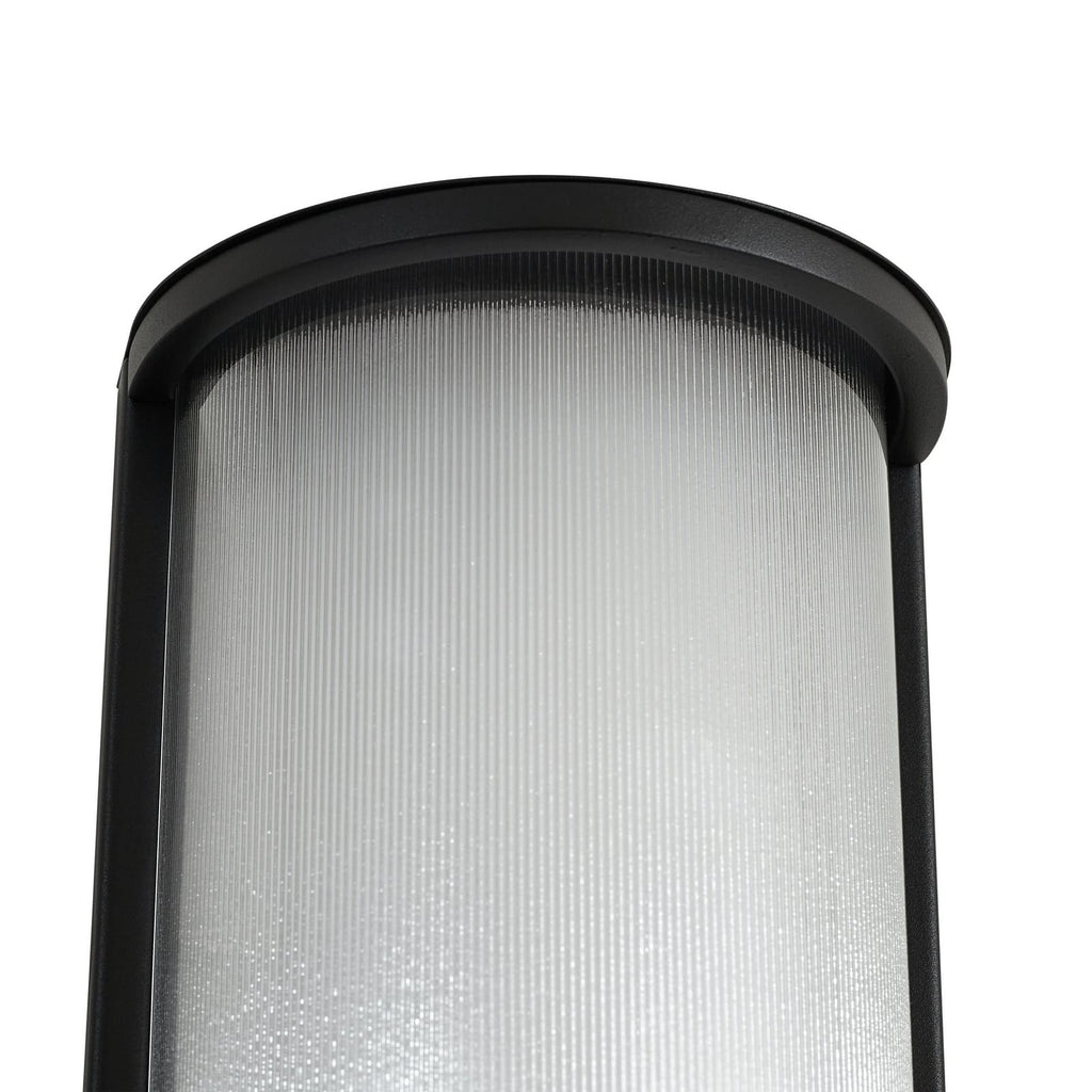 LED utevegglampe Calvik svart riflet rustfritt stål IP44 sideprofil