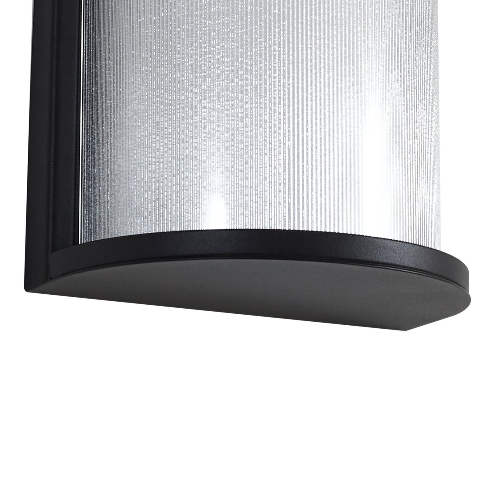 LED utevegglampe Calvik svart riflet rustfritt stål IP44 lys i bruk