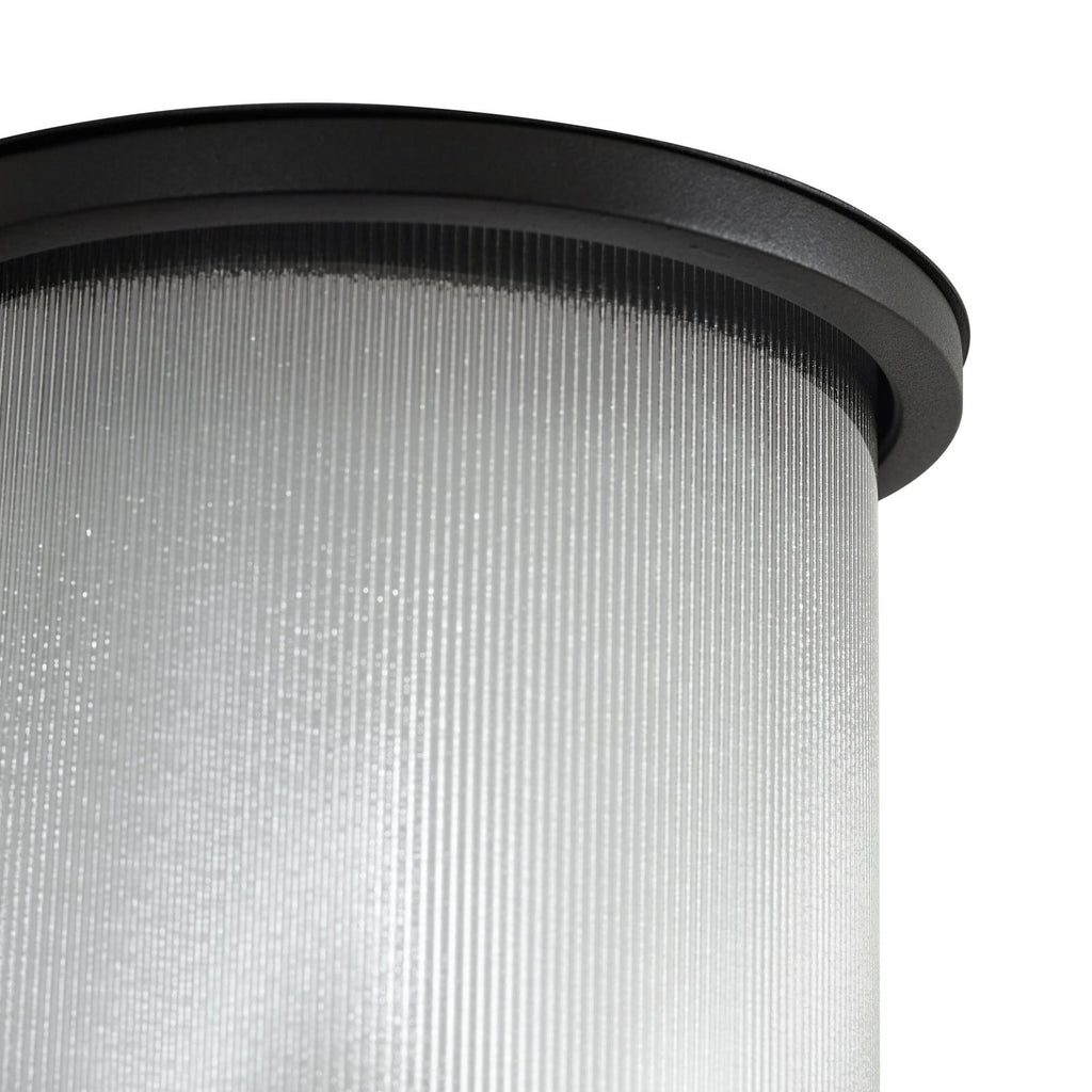 LED utevegglampe Calvik svart riflet rustfritt stål IP44 detalj av montering