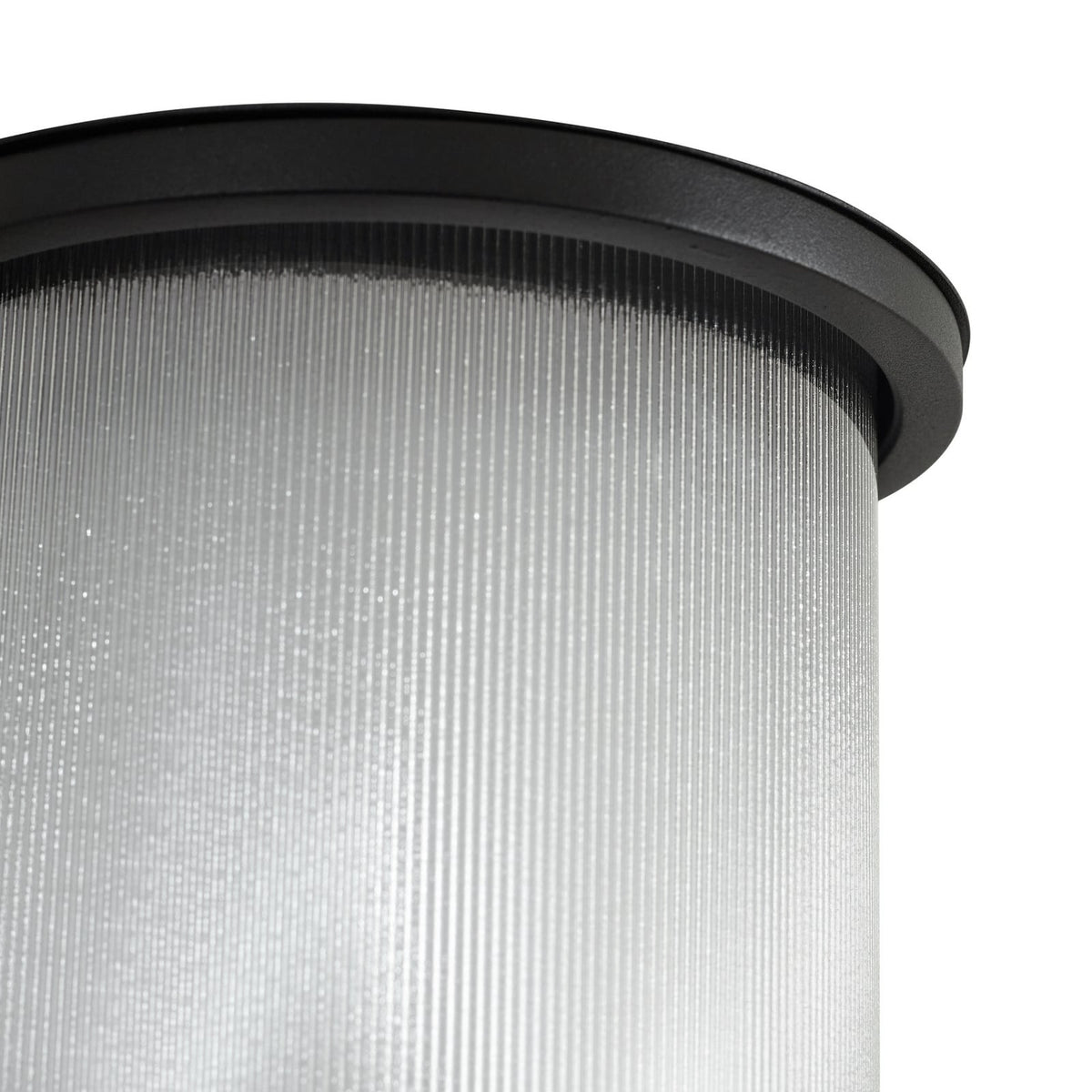 LED utevegglampe Calvik svart riflet rustfritt stål IP44 detalj av montering
