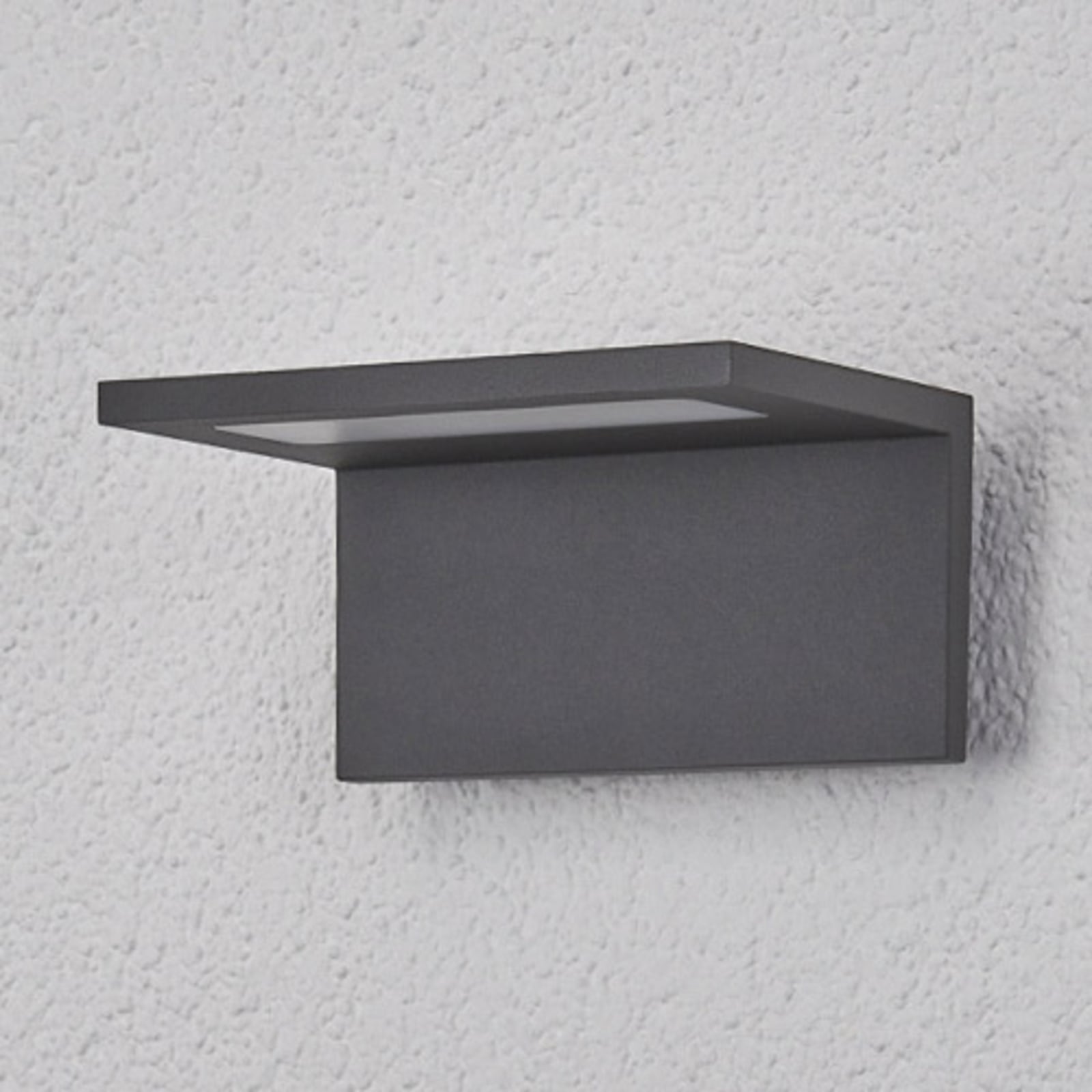Bakside av LED utevegglampe Caner flat grafitt aluminium IP54