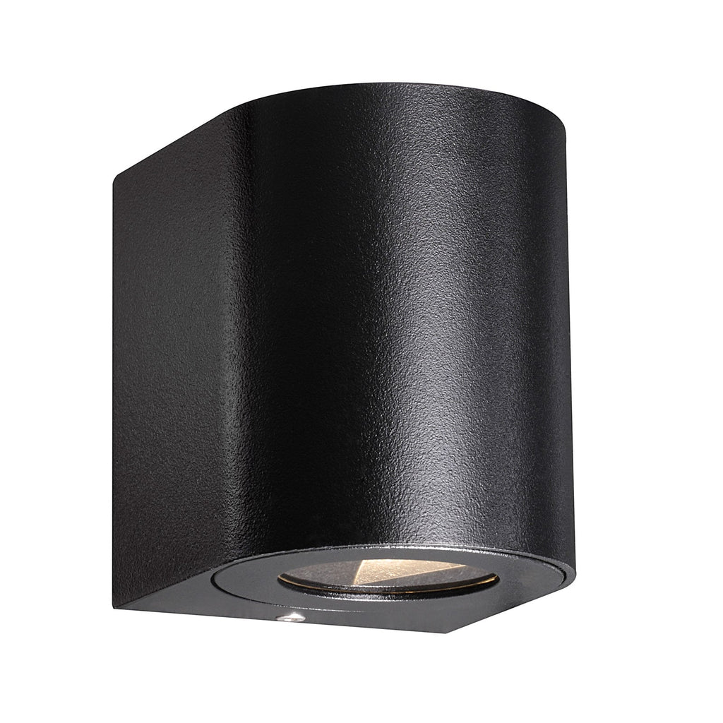Nærbilde av LED utevegglampe Canto 2 Seaside svart glassdetalj