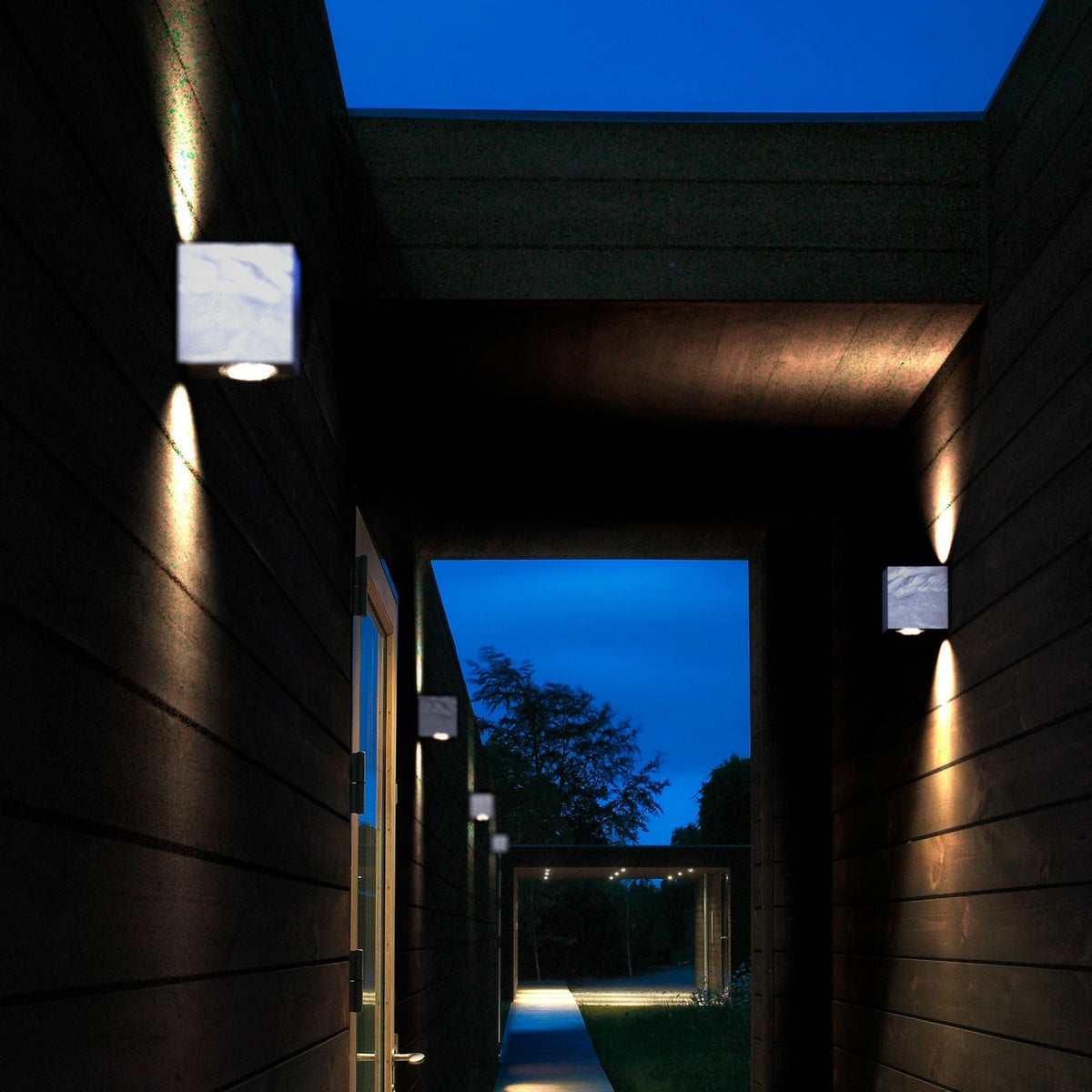 LED utevegglampe Canto Kubi 2 galvanisert detalj av glass