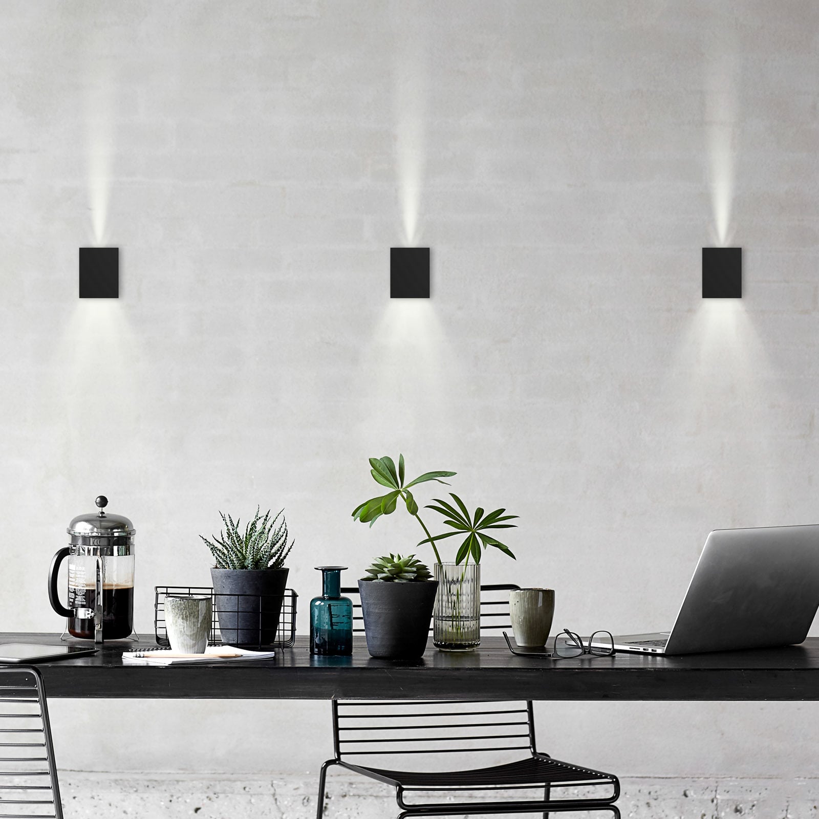 Detalj av LED utevegglampe Canto Kubi 2 Seaside svart IP44