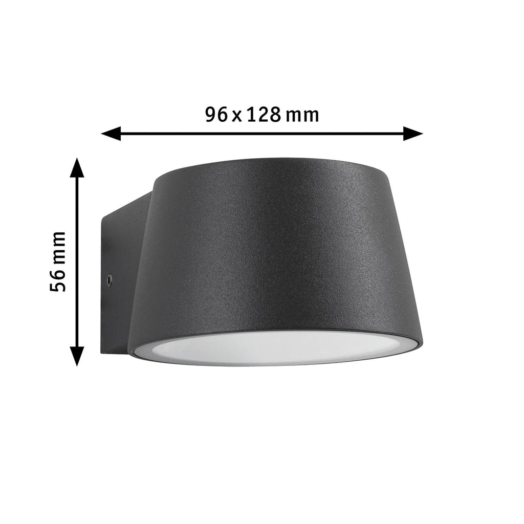 LED utevegglampe Capea antrasitt aluminium 2200K IP44 lyser på terrasse