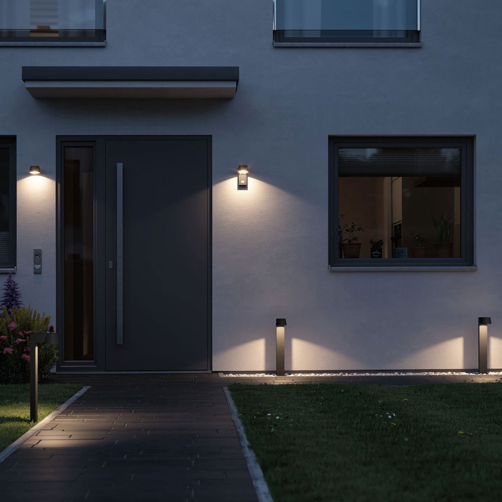 Bakside av LED utevegglampe Capea med bevegelsessensor antrasitt Paulmann