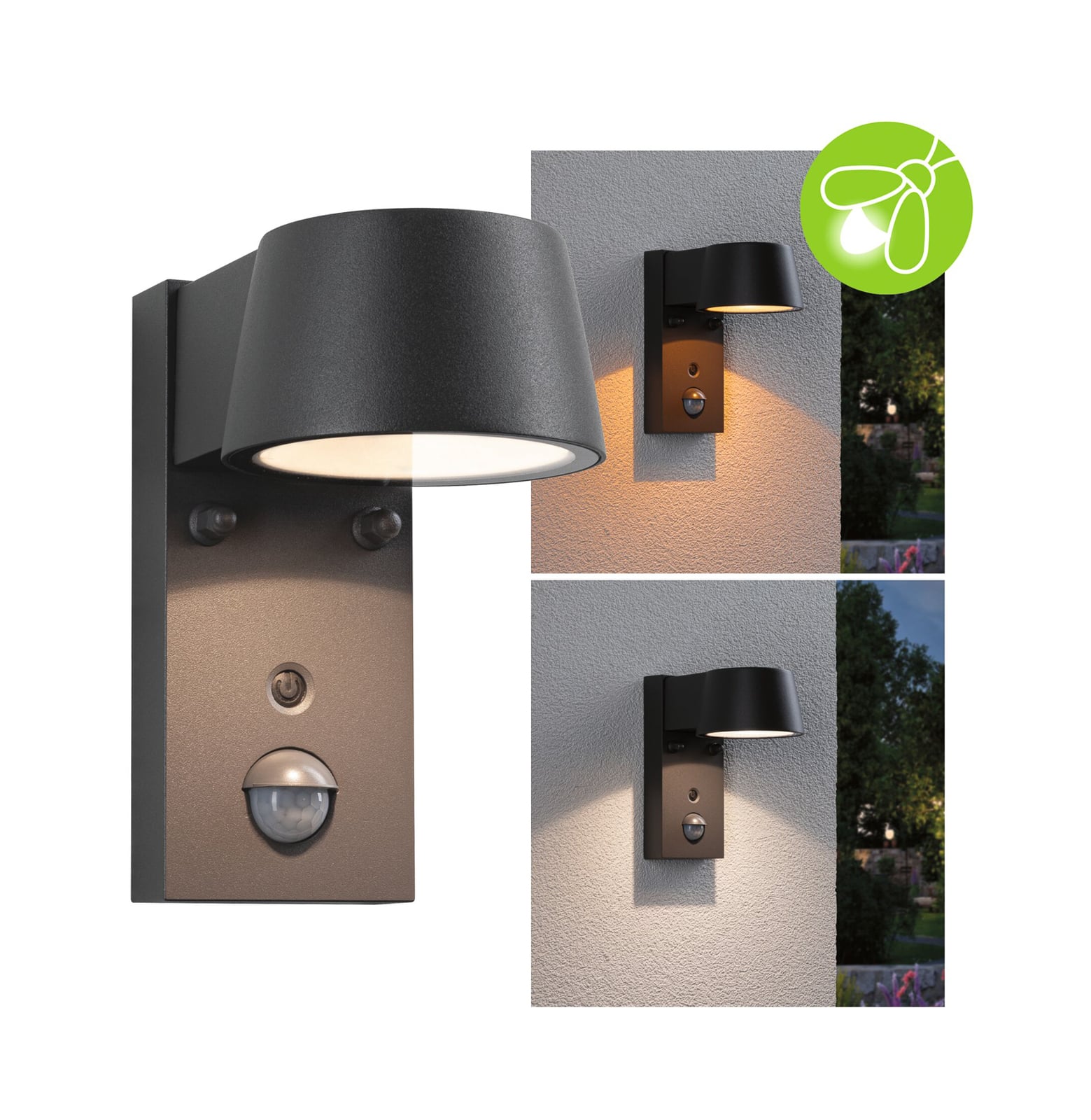 LED utevegglampe Capea med bevegelsessensor Paulmann forfra