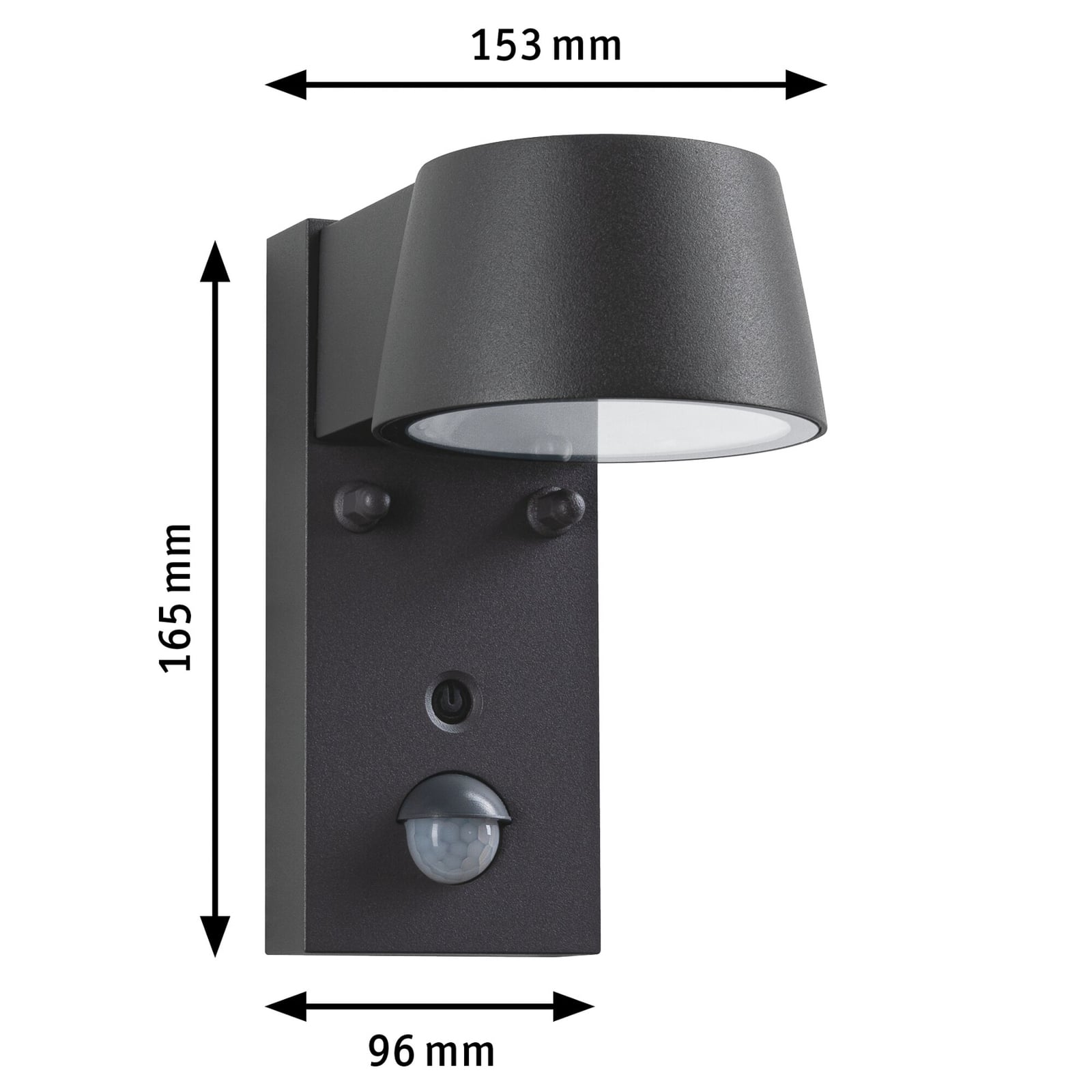 LED utevegglampe Capea med bevegelsessensor Paulmann IP44 merkning