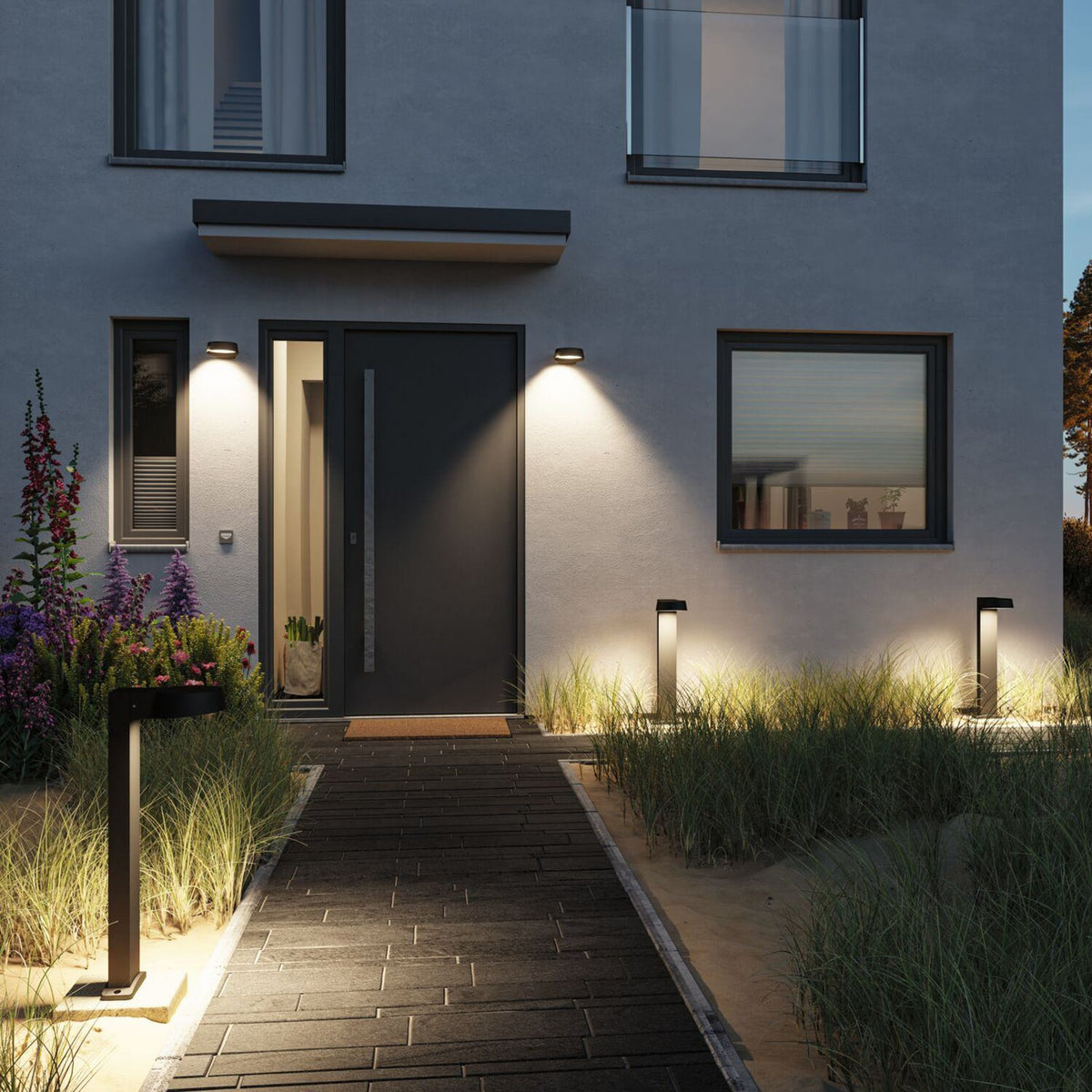 LED utevegglampe Capea Grand antrasitt profil