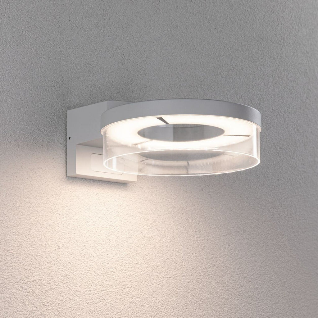LED utevegglampe Capera med bevegelsessensor hvit IP44 forfra