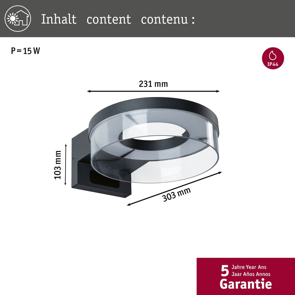 Detalj av LED-modul i Capera utevegglampe Paulmann