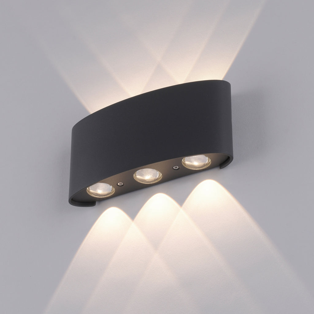 LED utevegglampe Carlo opp/ned antrasitt front