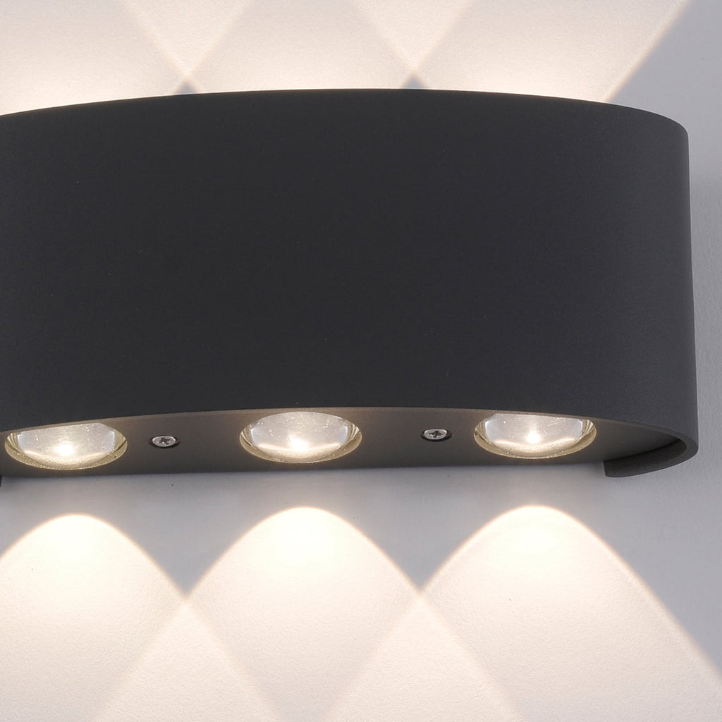 LED utevegglampe Carlo opp/ned antrasitt lysbilde