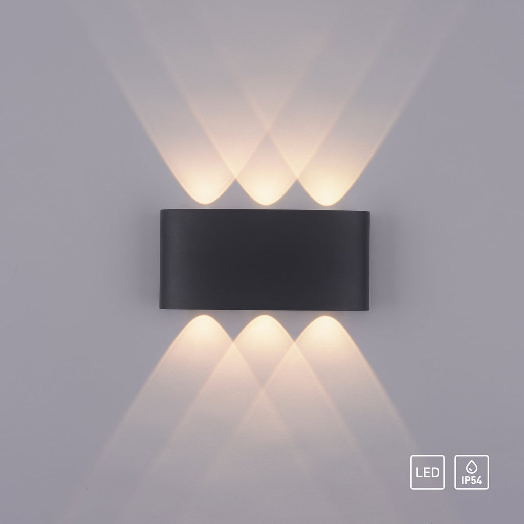 LED utevegglampe Carlo opp/ned antrasitt med vegg