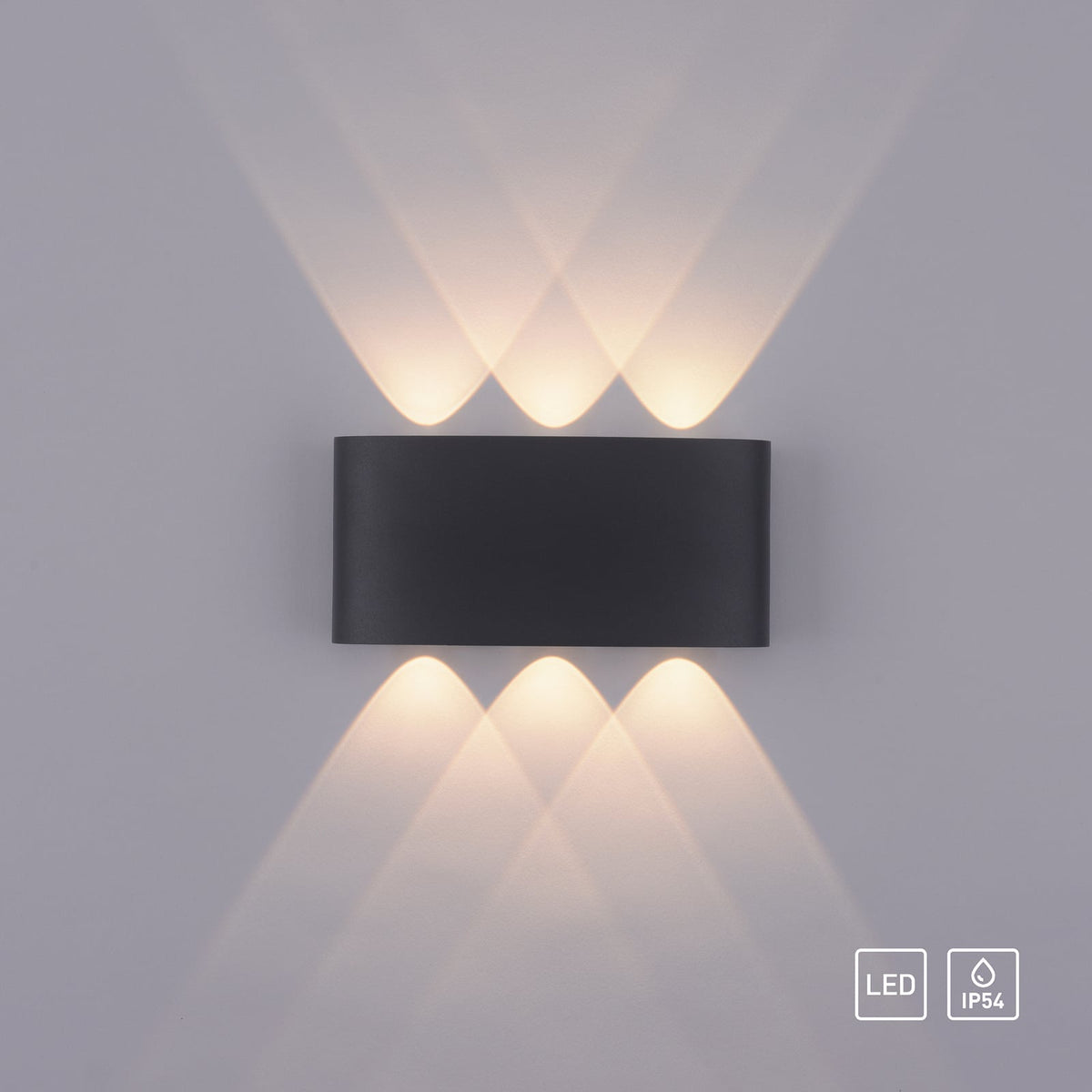 LED utevegglampe Carlo opp/ned antrasitt med vegg