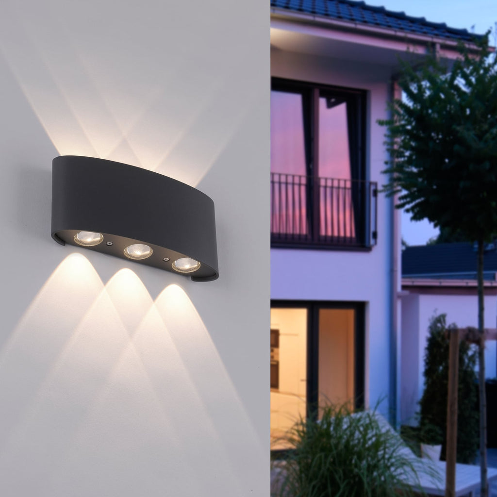 LED utevegglampe Carlo opp/ned antrasitt montert ute