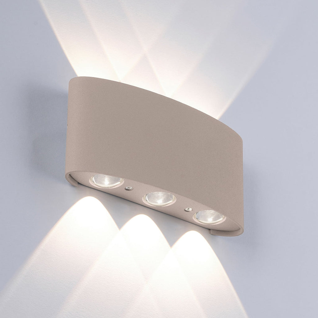 LED utevegglampe Carlo opp/ned sand 17 cm IP54 forfra