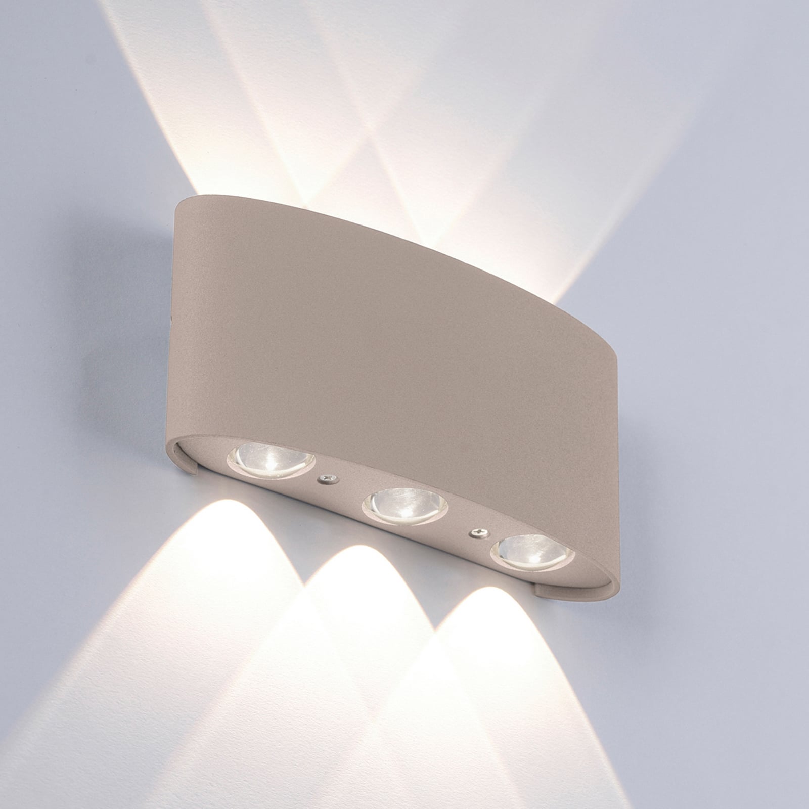 LED utevegglampe Carlo opp/ned sand 17 cm IP54 forfra