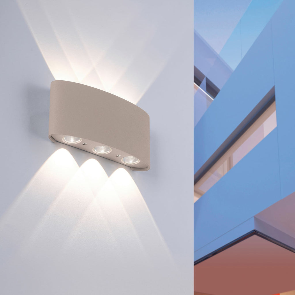 LED utevegglampe Carlo opp/ned sand 17 cm IP54 bakside