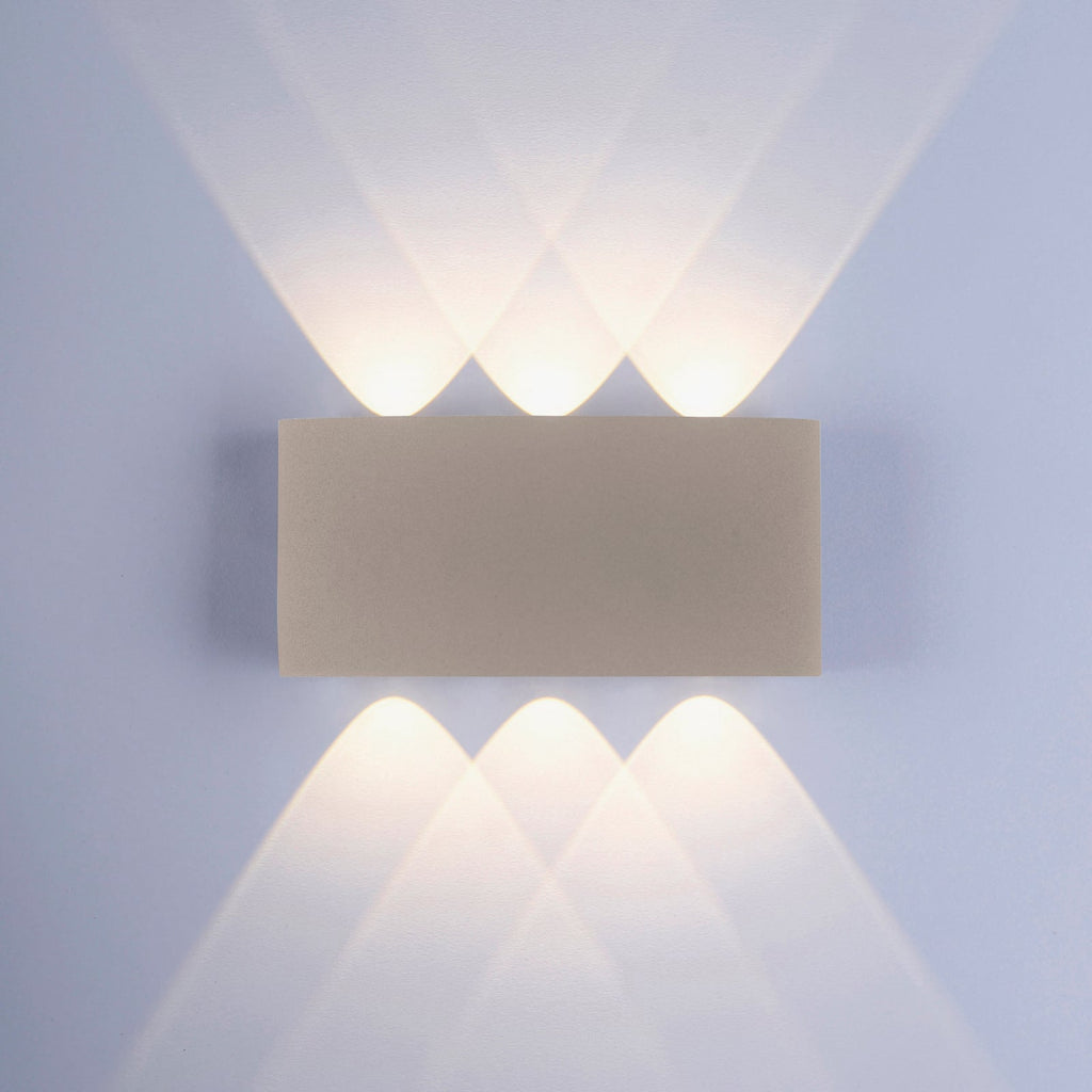 LED utevegglampe Carlo opp/ned sand 17 cm IP54 sideprofil