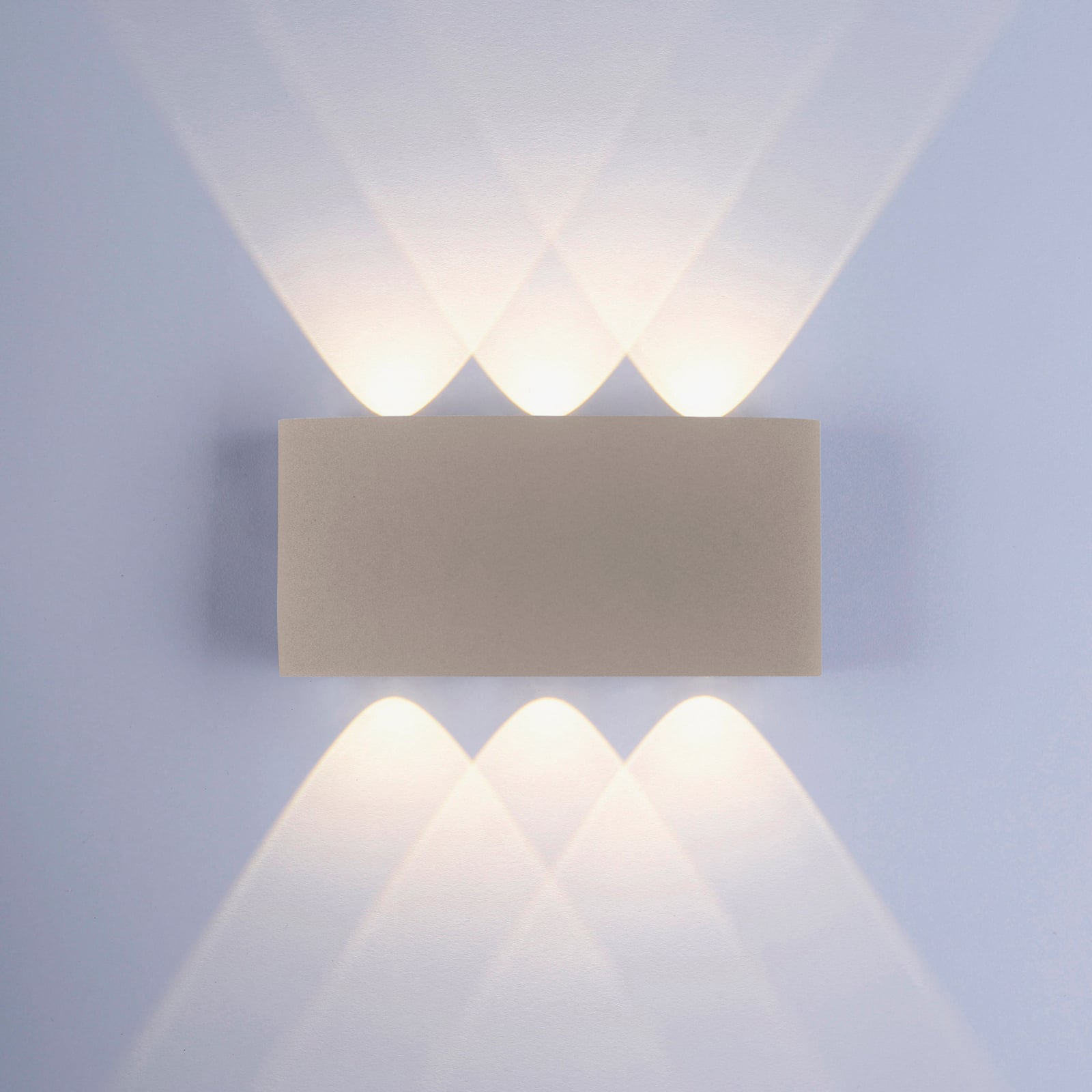 LED utevegglampe Carlo opp/ned sand 17 cm IP54 sideprofil