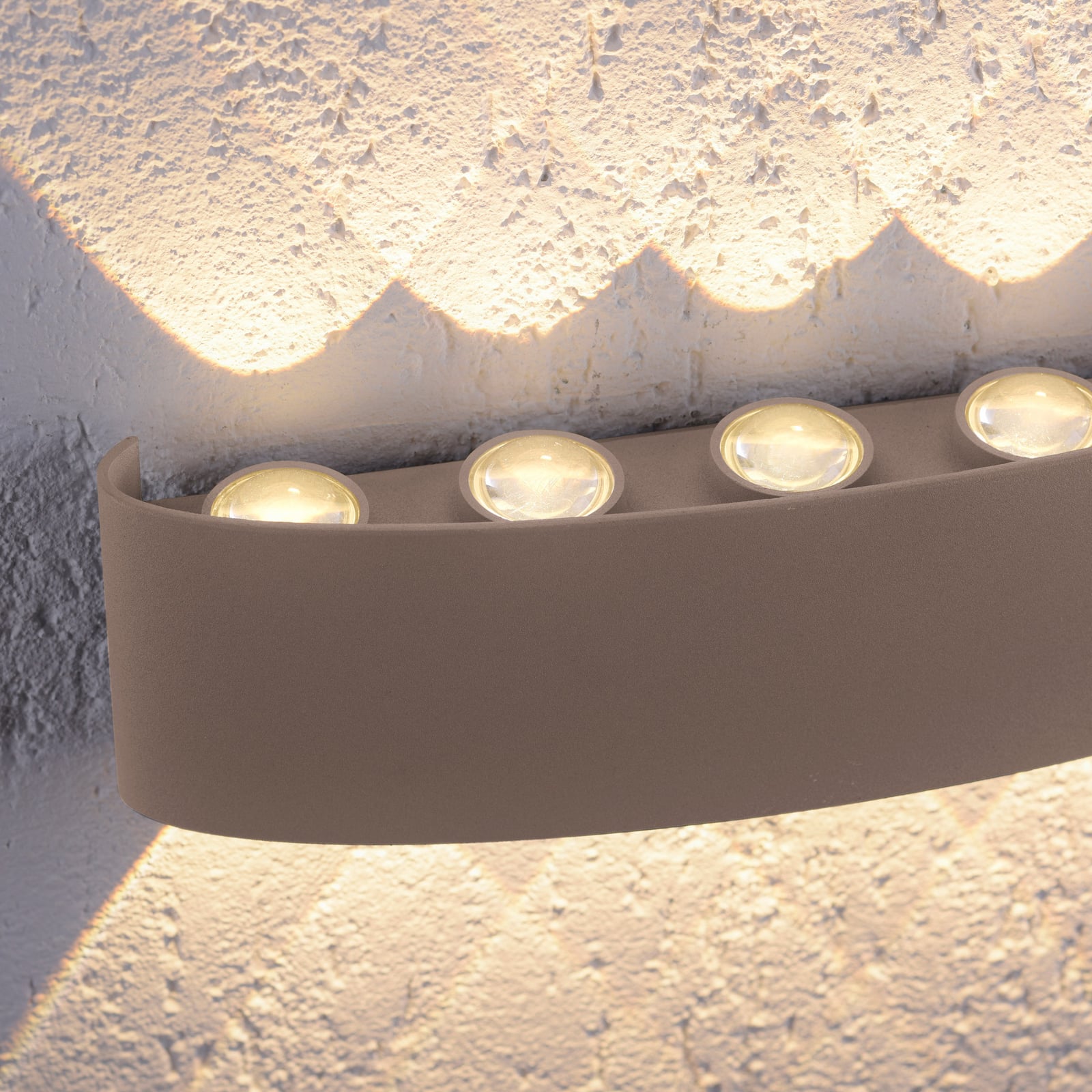 LED utevegglampe Carlo opp/ned sand 27 cm IP54 sideprofil
