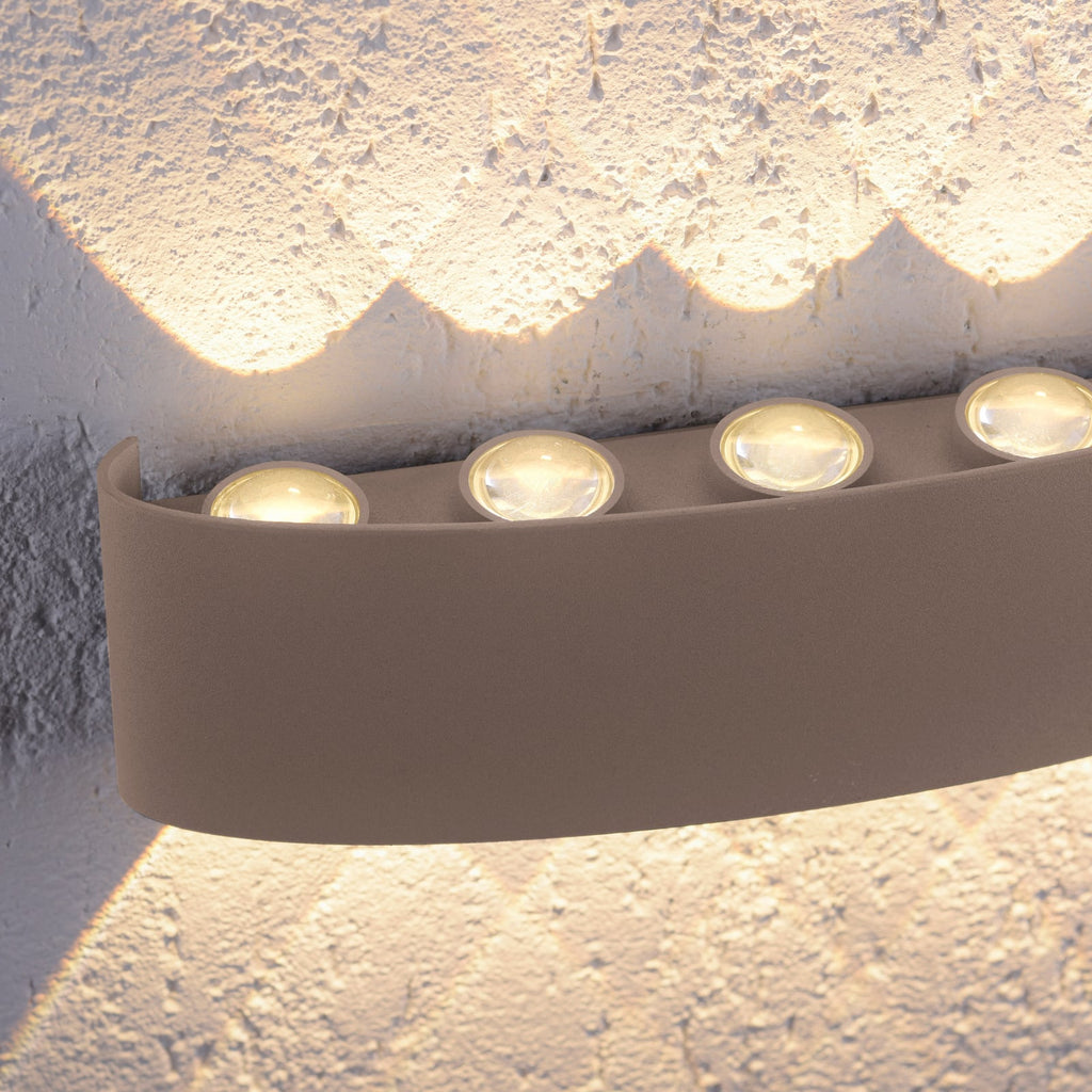 LED utevegglampe Carlo opp/ned sand 27 cm IP54 sideprofil
