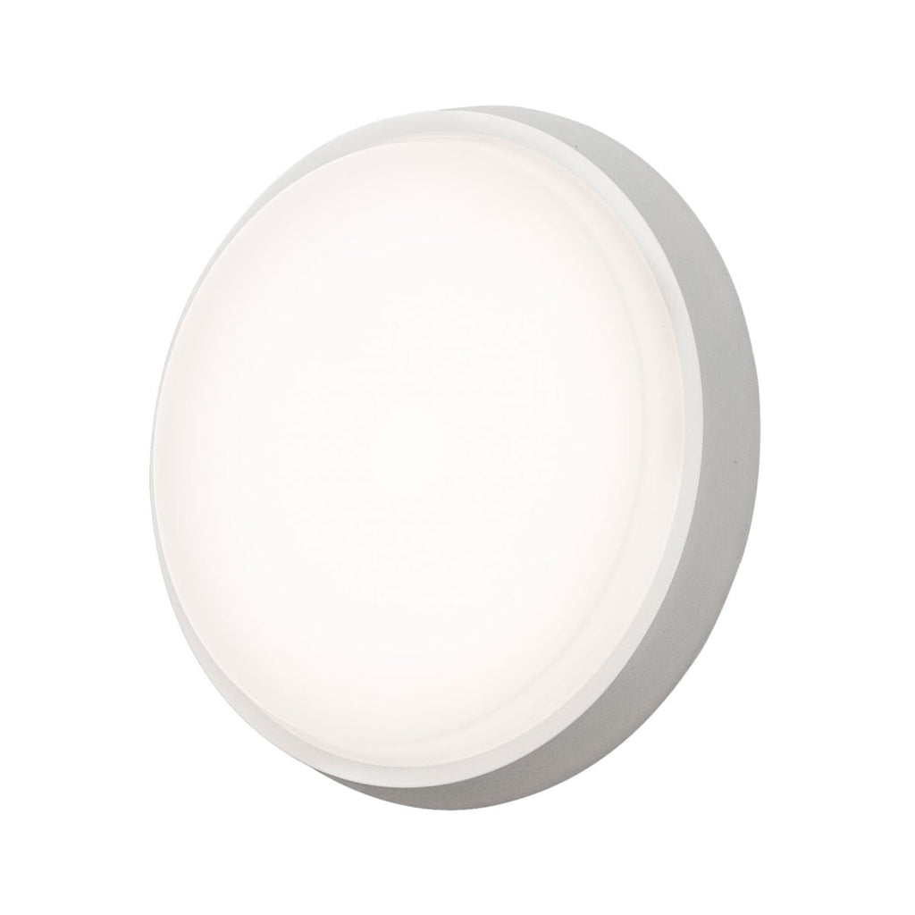 LED utevegglampe Cesena rund matt hvit bakside