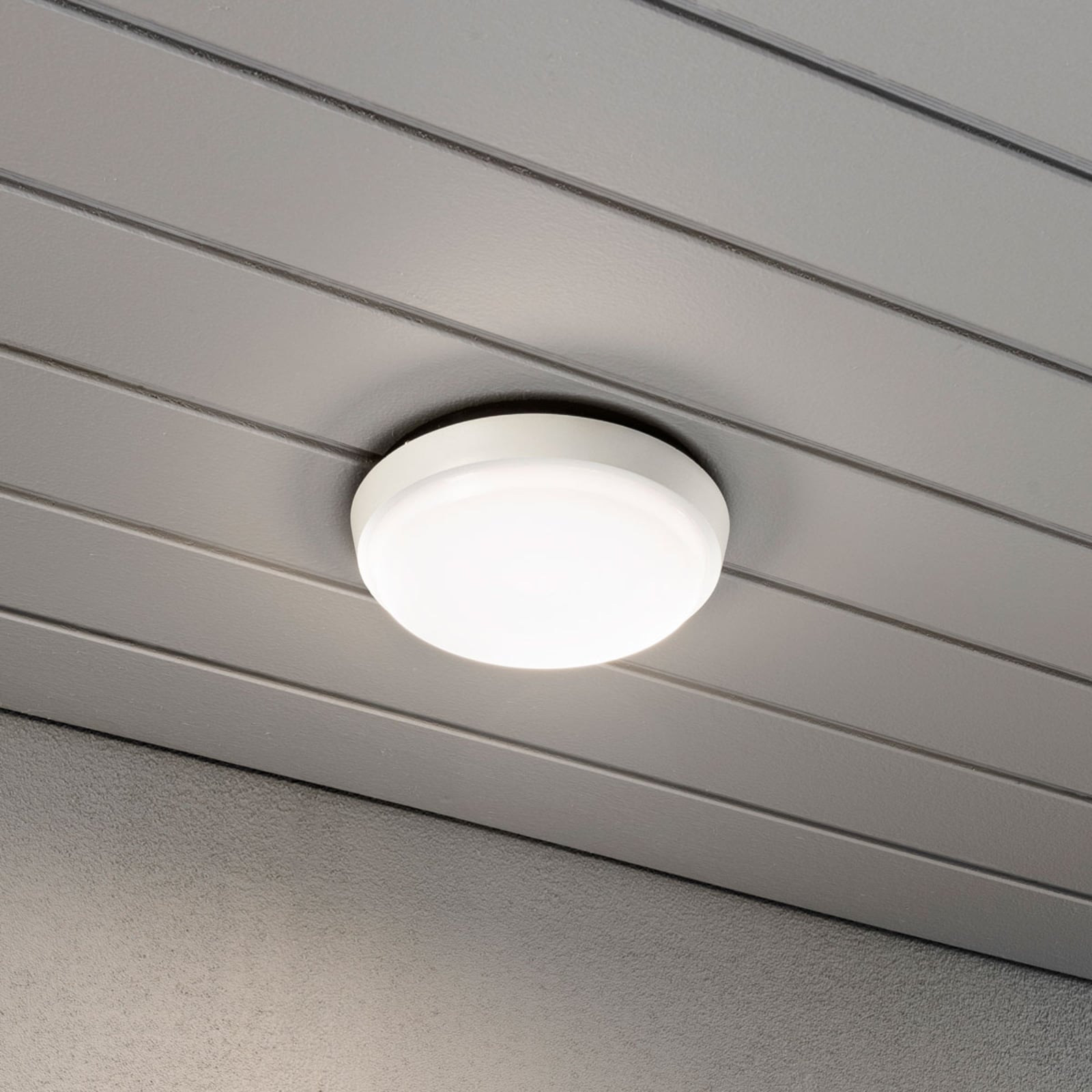 Detaljbilde av LED utevegglampe Cesena rund matt hvit