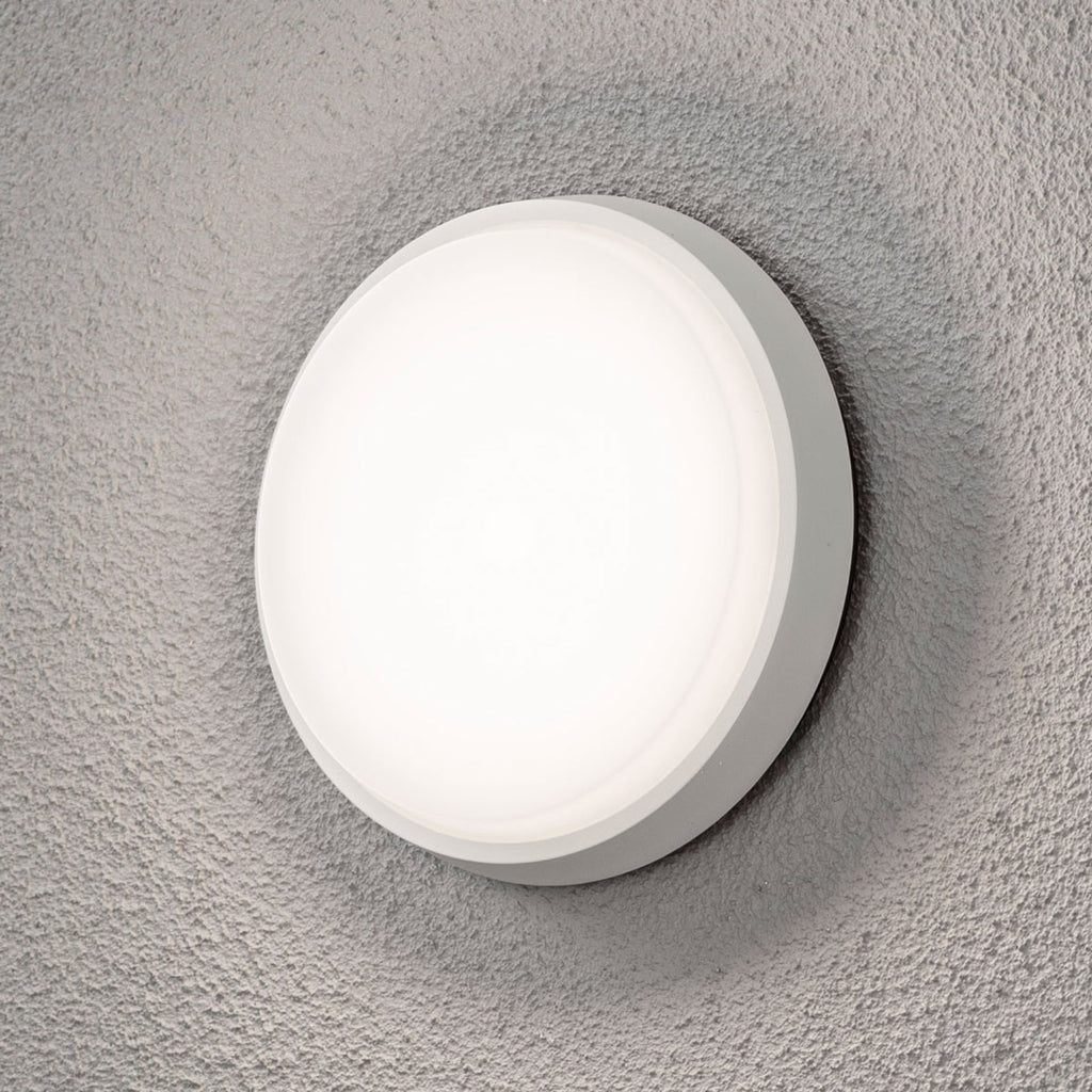 LED utevegglampe Cesena rund matt hvit forfra
