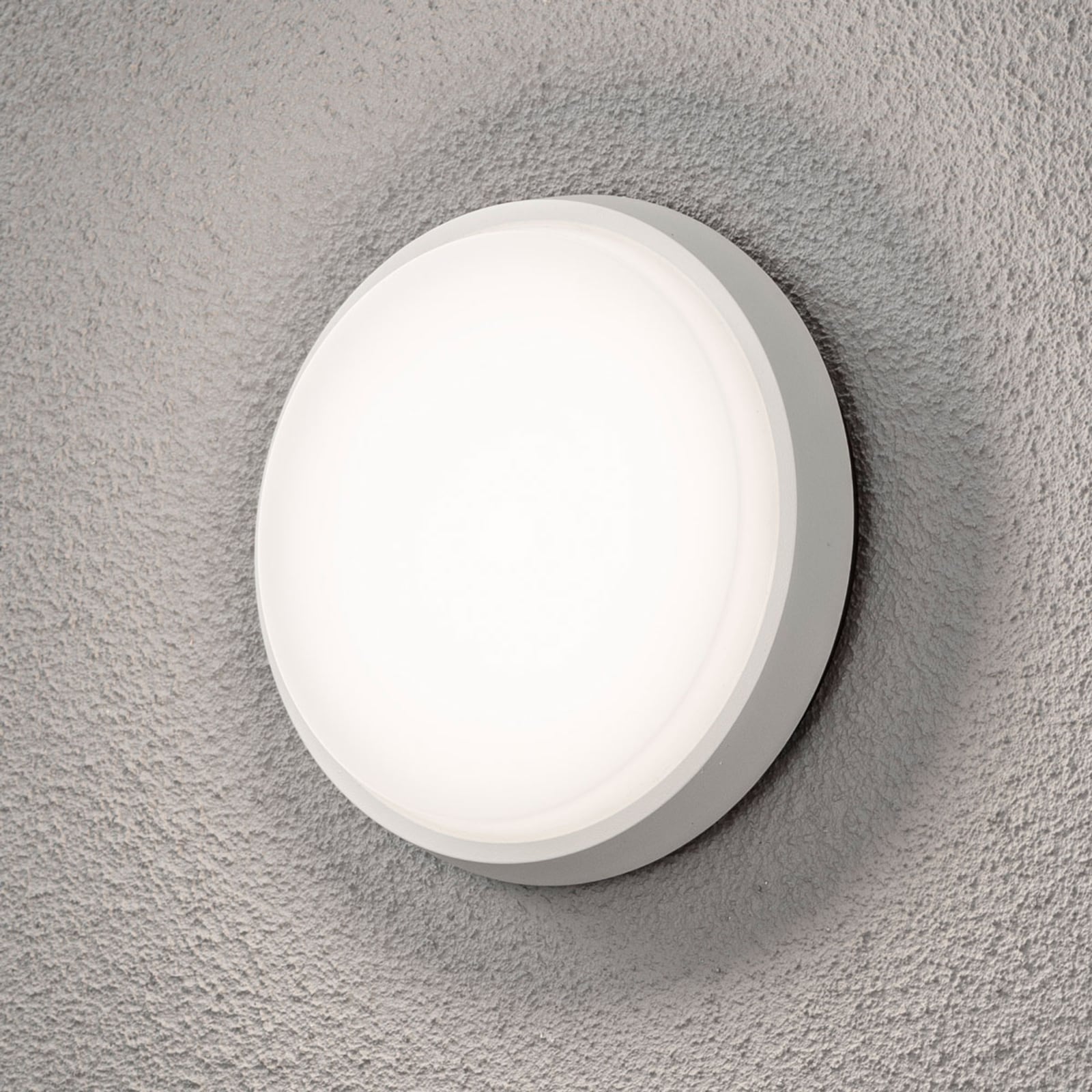 LED utevegglampe Cesena rund matt hvit forfra