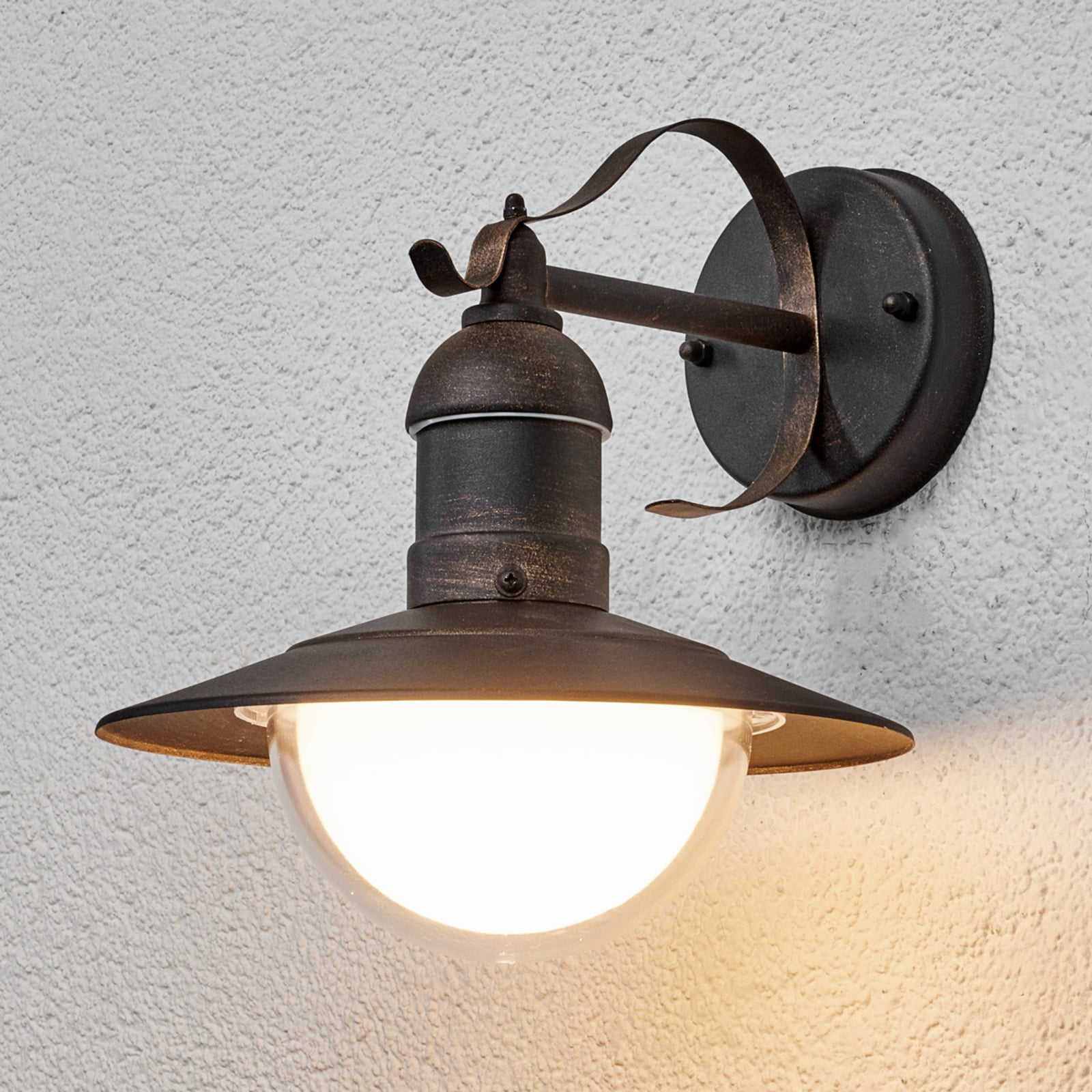 LED utevegglampe Clea lanterneform kobber 24 cm IP44 forfra
