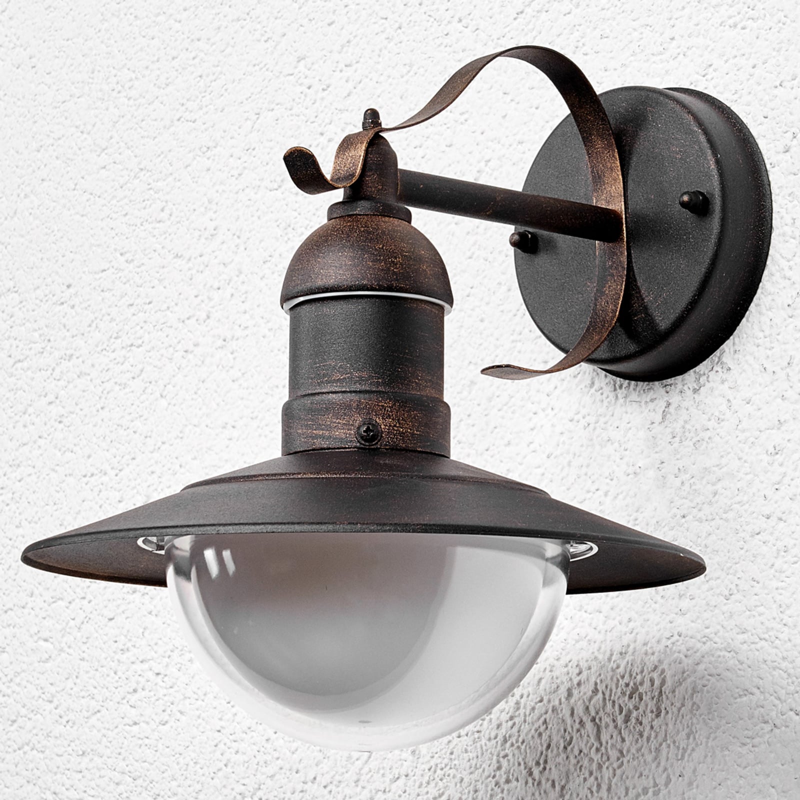 LED utevegglampe Clea lanterneform kobber 24 cm IP44 bakside