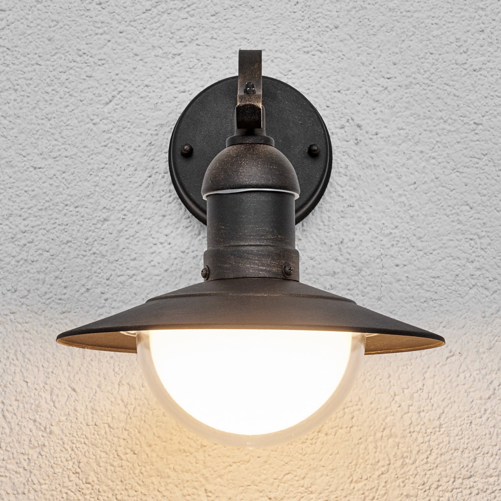 LED utevegglampe Clea lanterneform kobber 24 cm IP44 montert utendørs