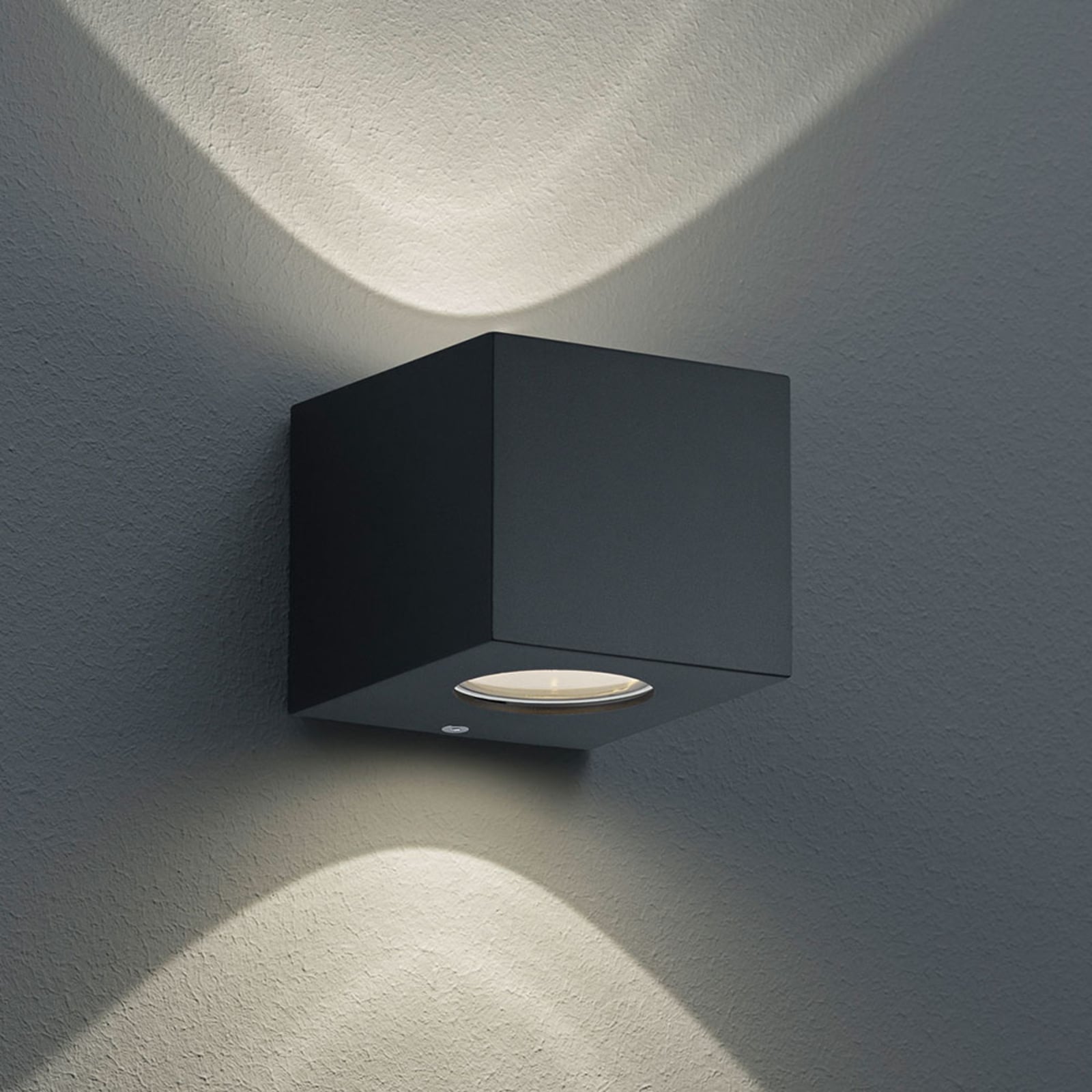 LED utevegglampe Cordoba opp og ned svart matt IP44 forside