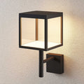 LED utevegglampe Cube antrasitt glass 37 cm fra front