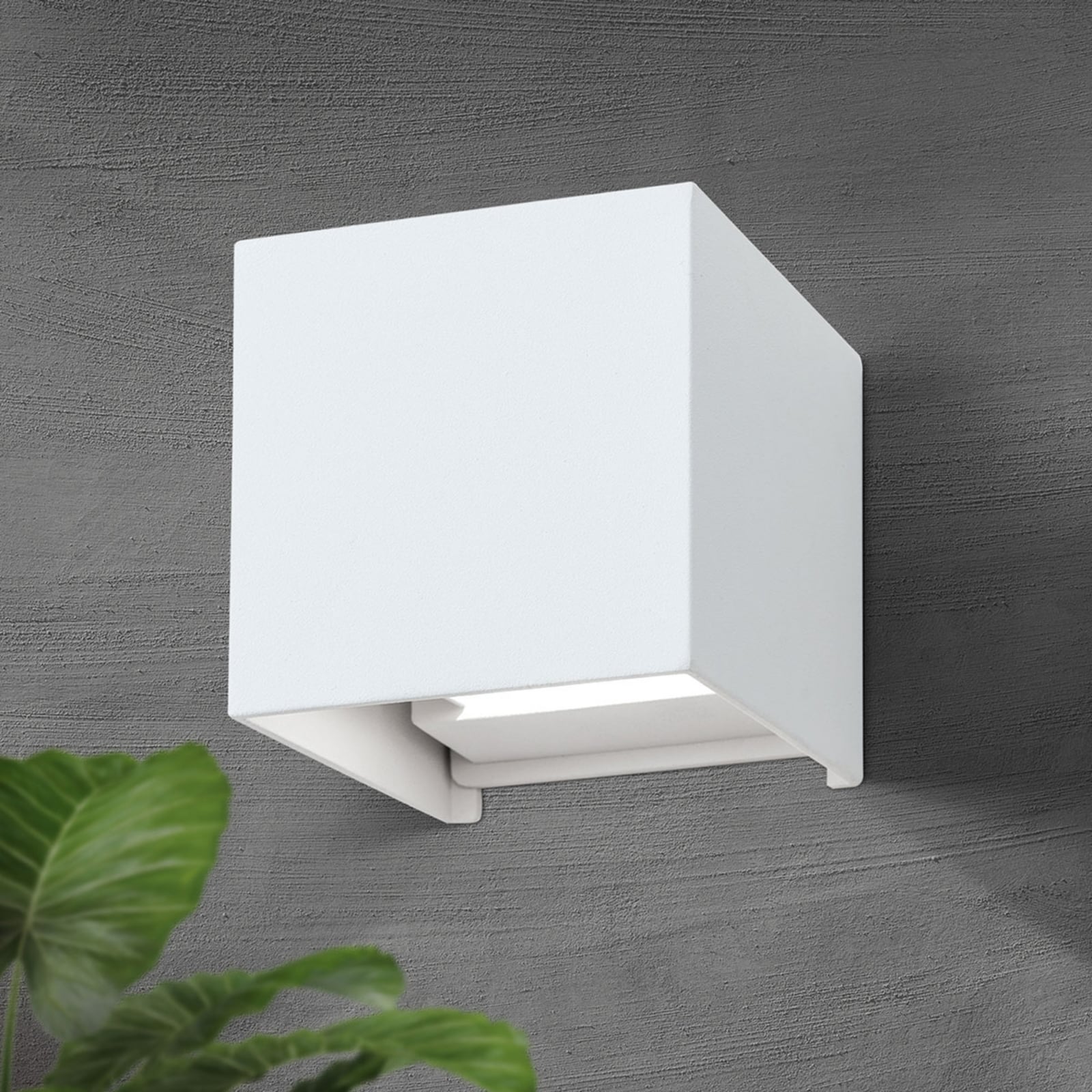 LED utevegglampe Cube hvit opp og ned 10 cm IP54 bakside