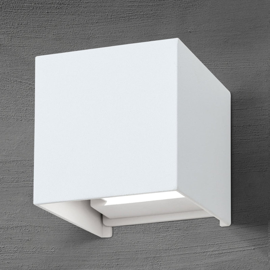 LED utevegglampe Cube hvit opp og ned 10 cm IP54 forfra